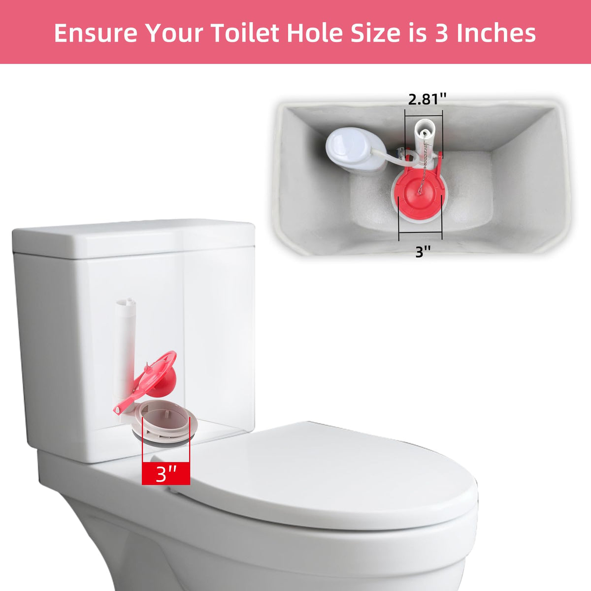 Hibbent 2 Pack 3-Inch Toilet Flappers, Compatible with TOTO, Red