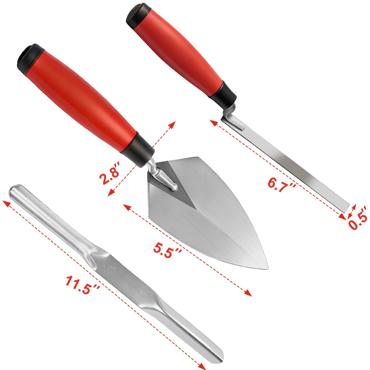 CRAFTZONE 6-Pieces Masonry Hand Tool Set, Brick, Pointing, Margin, Tuck Pointing Trowel & Convex Brick Jointer