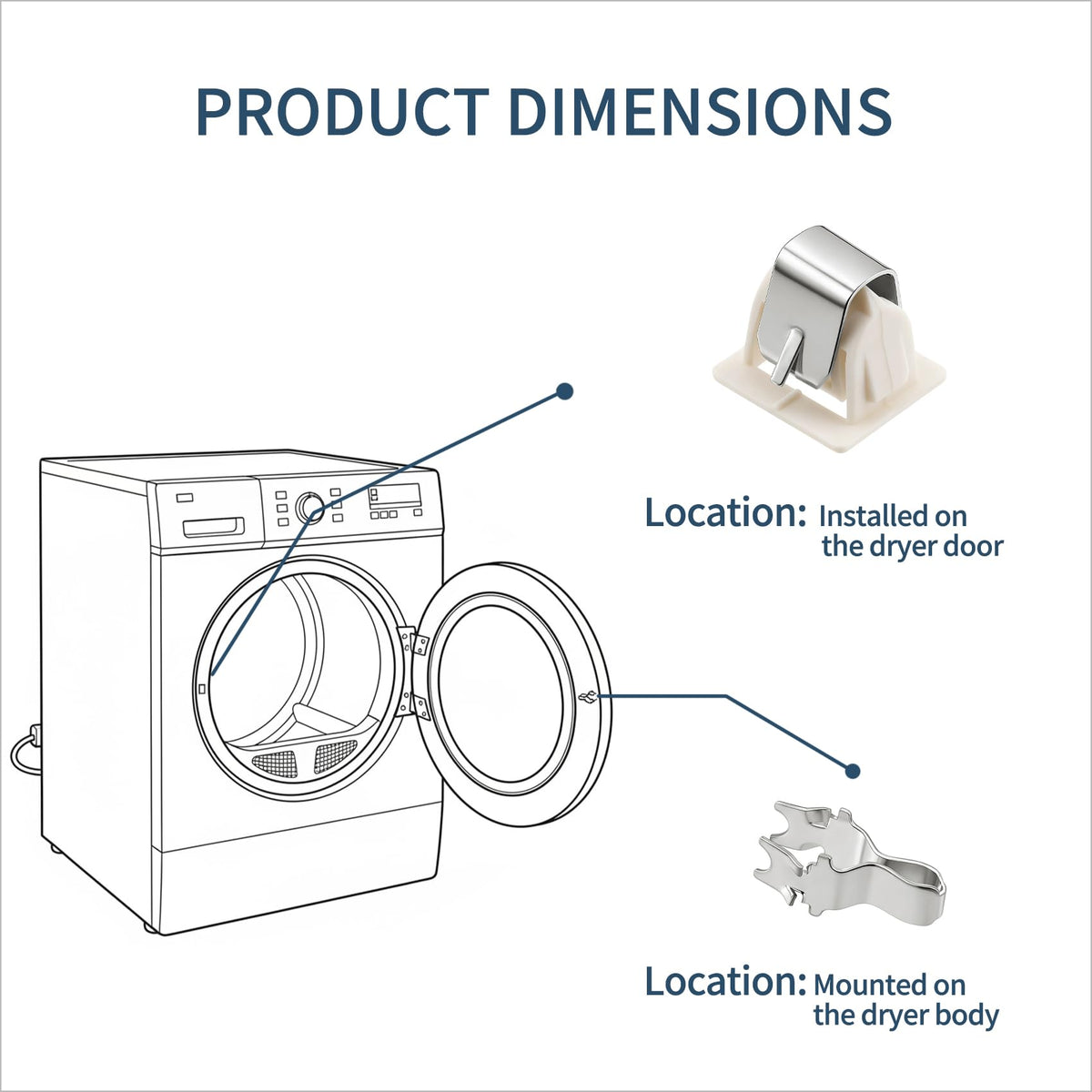 Hufopik 2 Pairs 279570 Dryer Door Latch Strike Kit Replacement Part - Exact suitable for Whirlpool Kenmore Roper KitchenAid Dryers - Replaces PS334230 AP3094183 279570VP 14205029 236877 420198