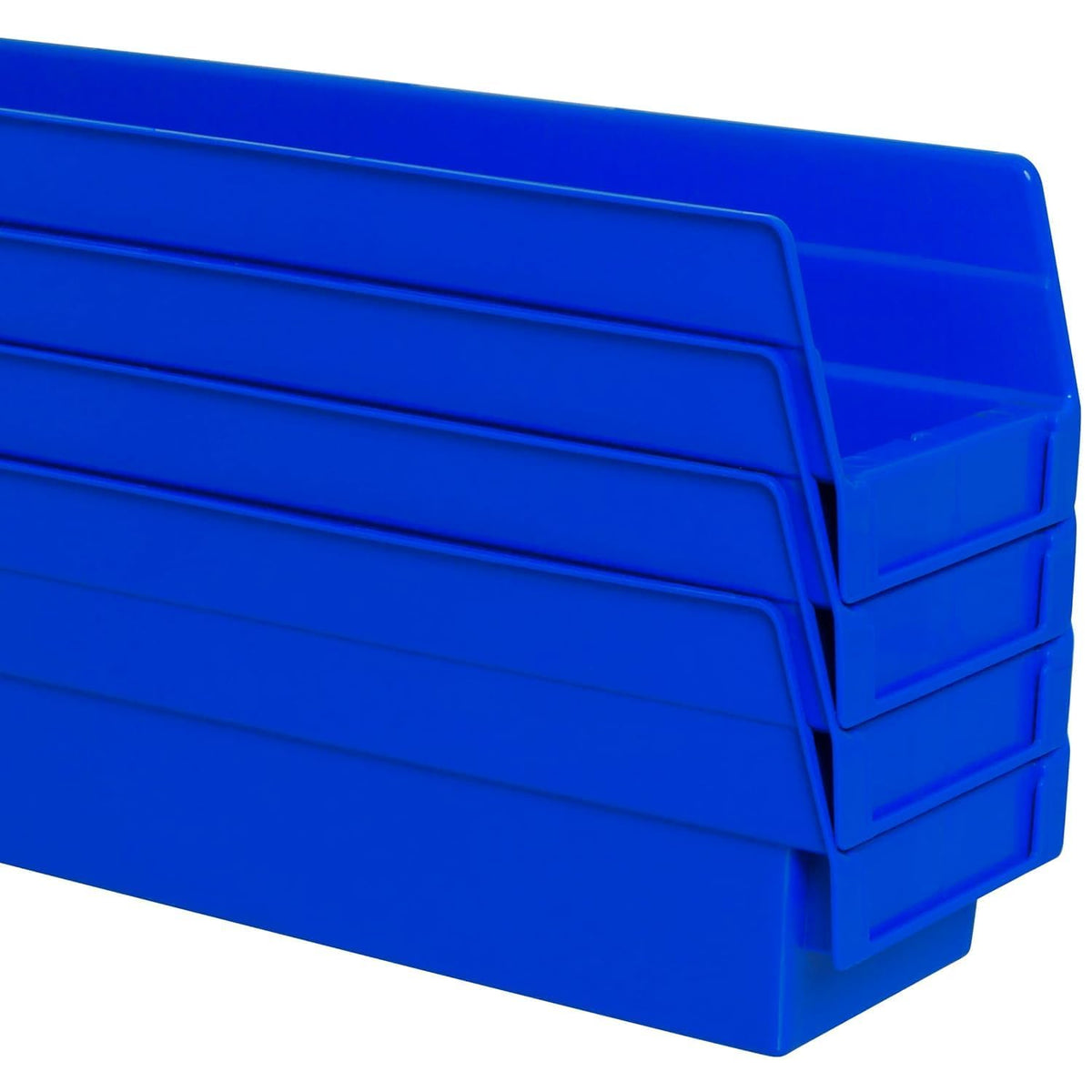 Akro-Mils 30120 Heavy Duty Plastic Shelf Bins, 12"x 4"x 4", Blue, 24-Pack