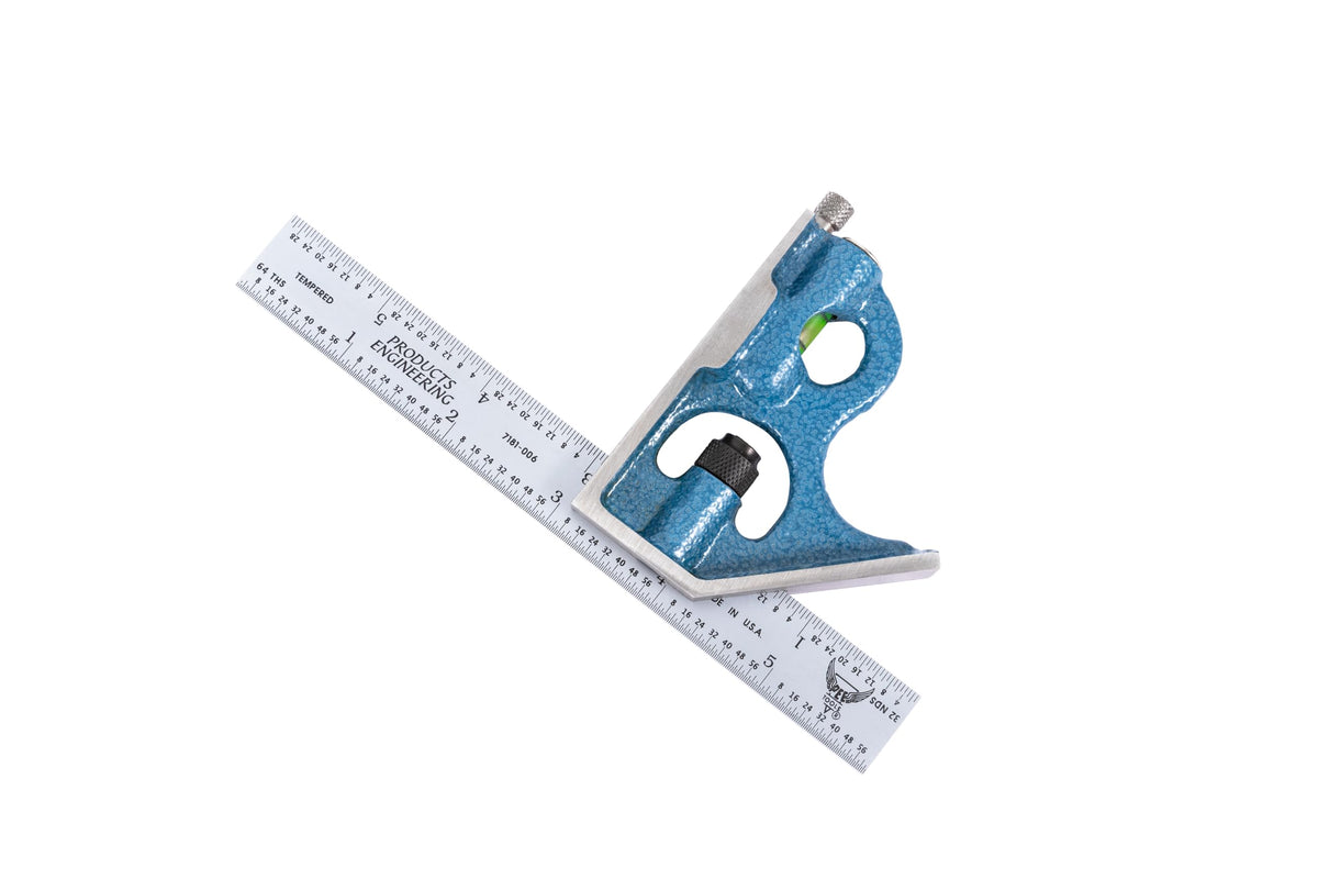 PEC Tools 6" Combination Square, 4R, Cast Iron Head, Made in USA