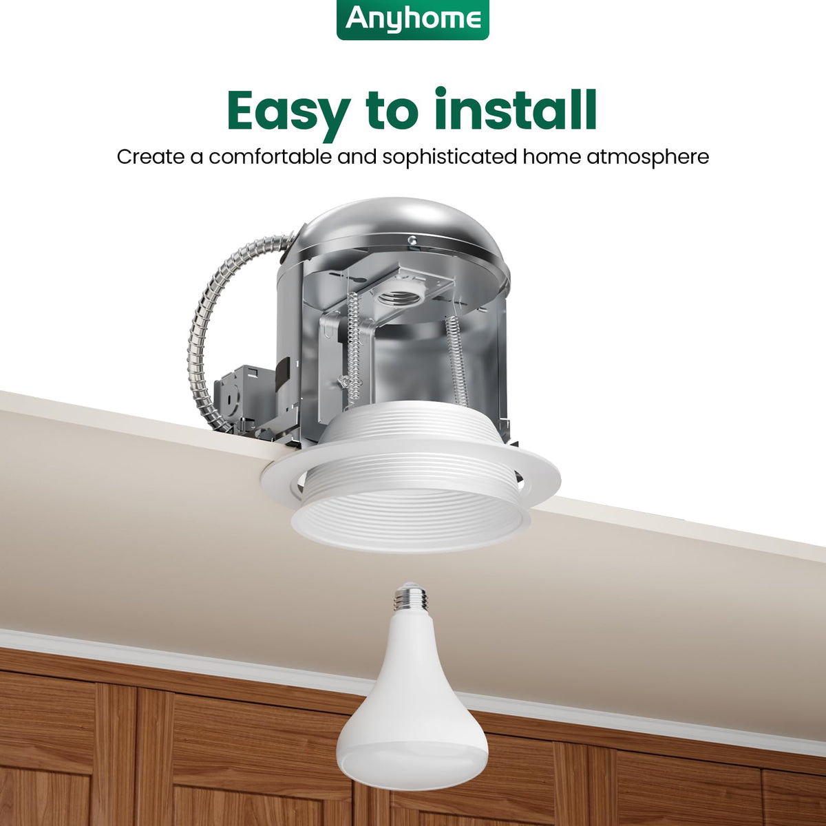 Anyhome 6 Inch Can Light Cover,12 Pack White Can Light Trim