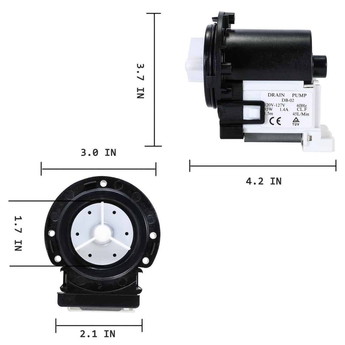 Drain Pump for LG WM2016CW WM3670HVA/HWA WM9000HVA/HWA WM2301HR/HW Washer