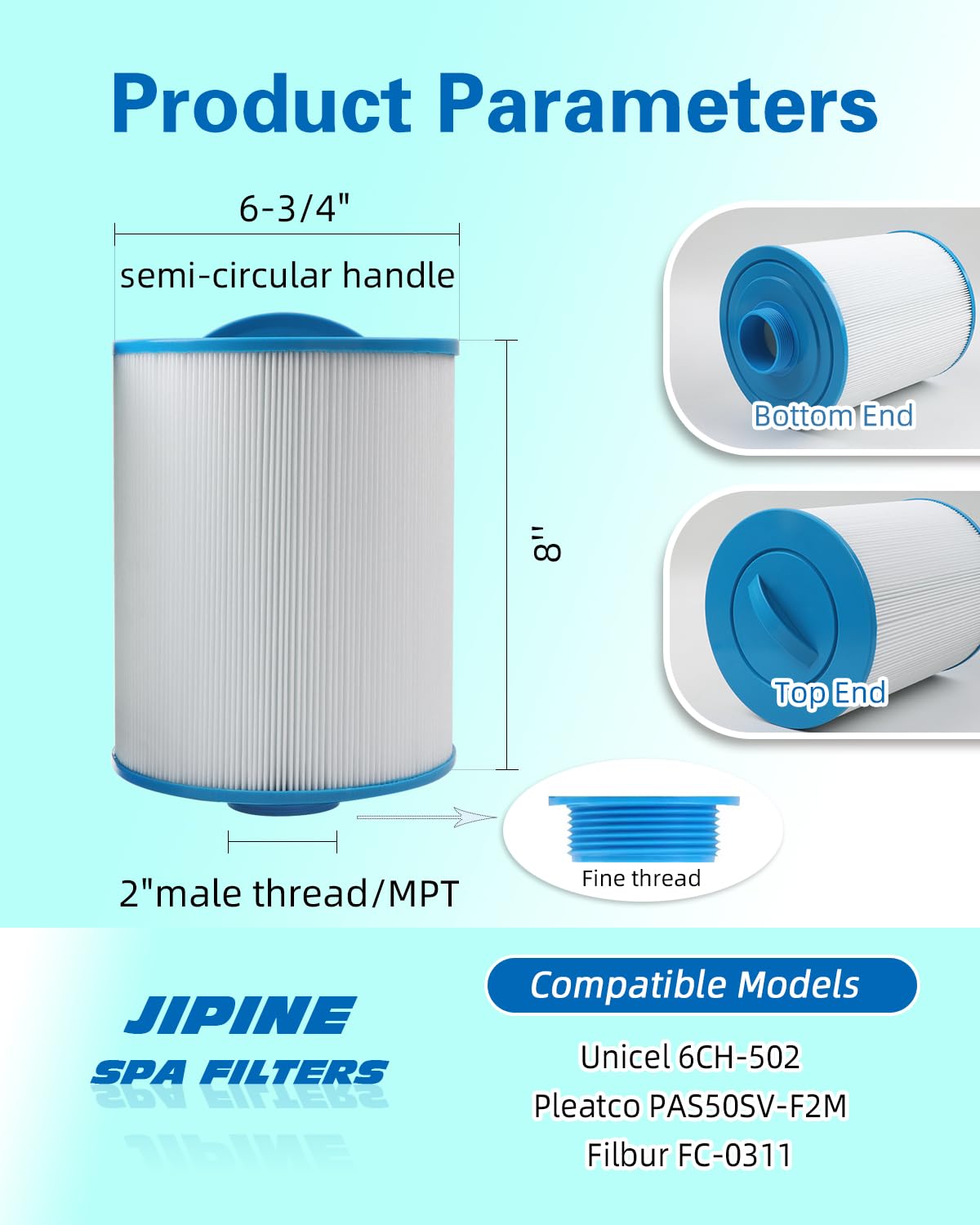 JIPINE PAS50SV Hot Tub Filter Replaces Artesian Spa Large Filter, 2 Pack
