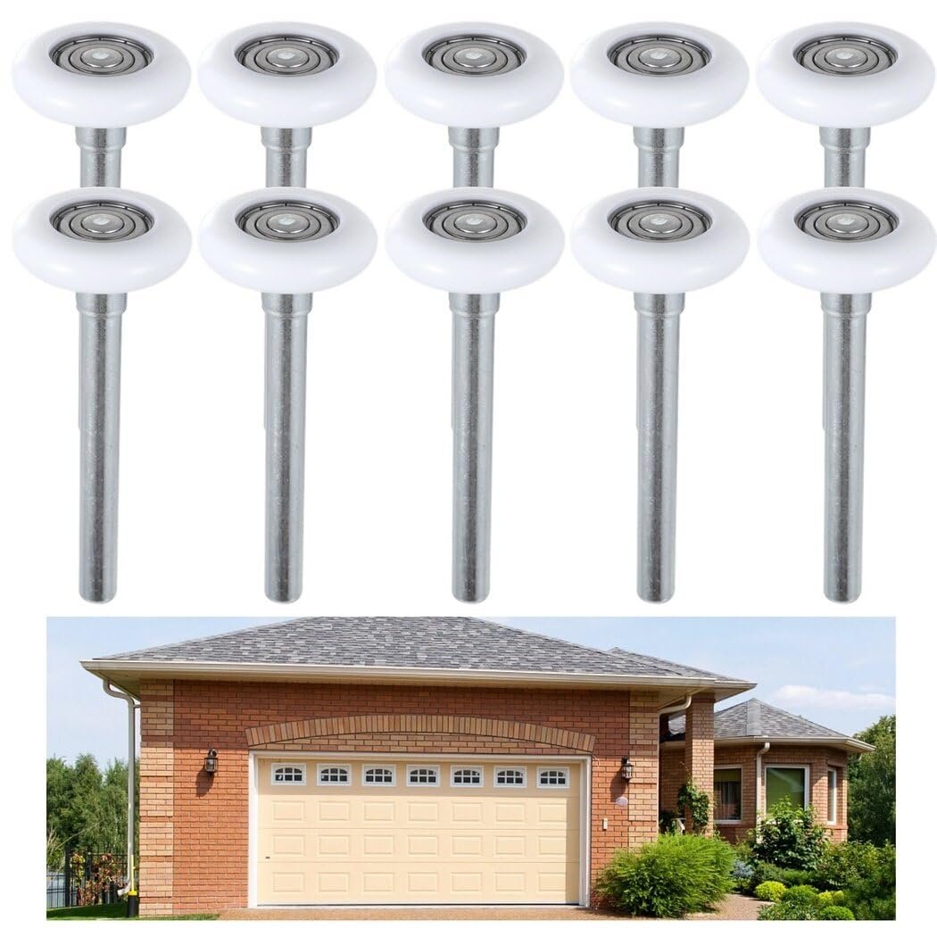 Homaisson 10 PCS 1.8'' Garage Door Rollers with 4.7-inch Stem, Quiet Garage Door Replaceable Wheel, Nylon Garage Roller Replacement, Door Roller for Garages, Barns, Warehouses