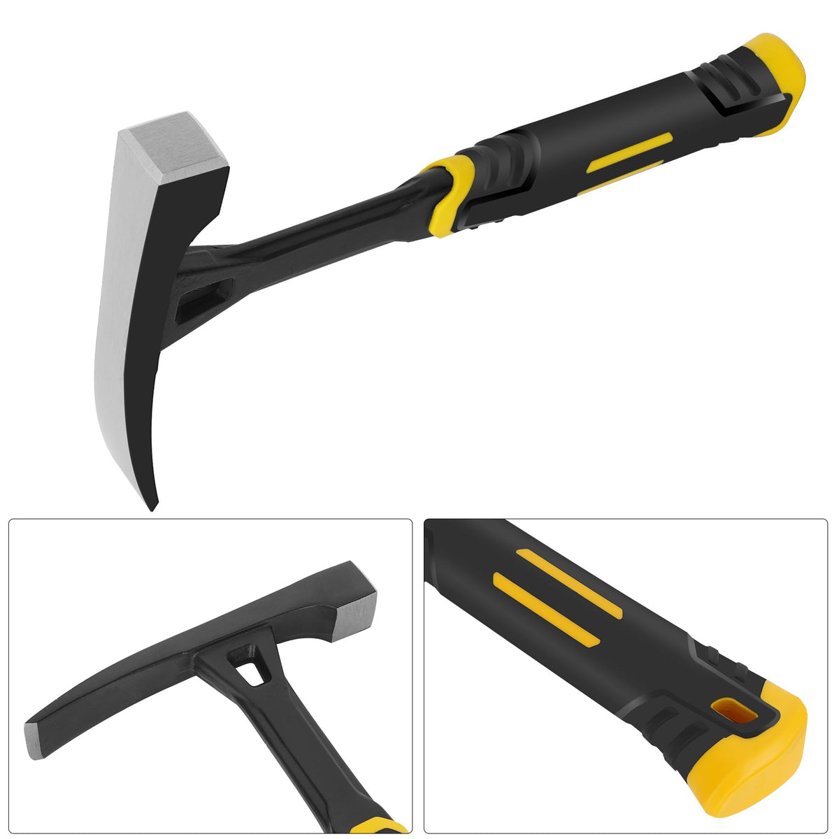 Bricklayer's Hammer Mason's Hammer - 20 oz Masonry Tool with Forged Steel Construction & Shock-Absorbing Grip