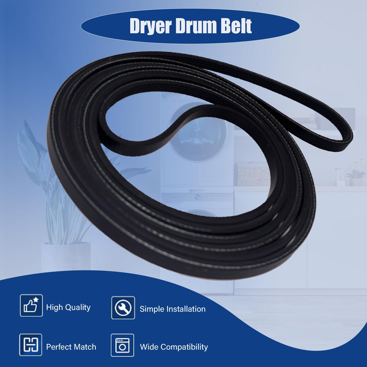 𝐔𝐩𝐠𝐫𝐚𝐝𝐞𝐝 Dryer Drum Drive Belt Premium Dryer Replacement Part Compatible with GE GTD42EASJ2WW GTD33GASK0WW GTD65EBSJ3WS DBXR463ED1WW GTDP180ED0WW GTD33EASK0WW 89.5 in