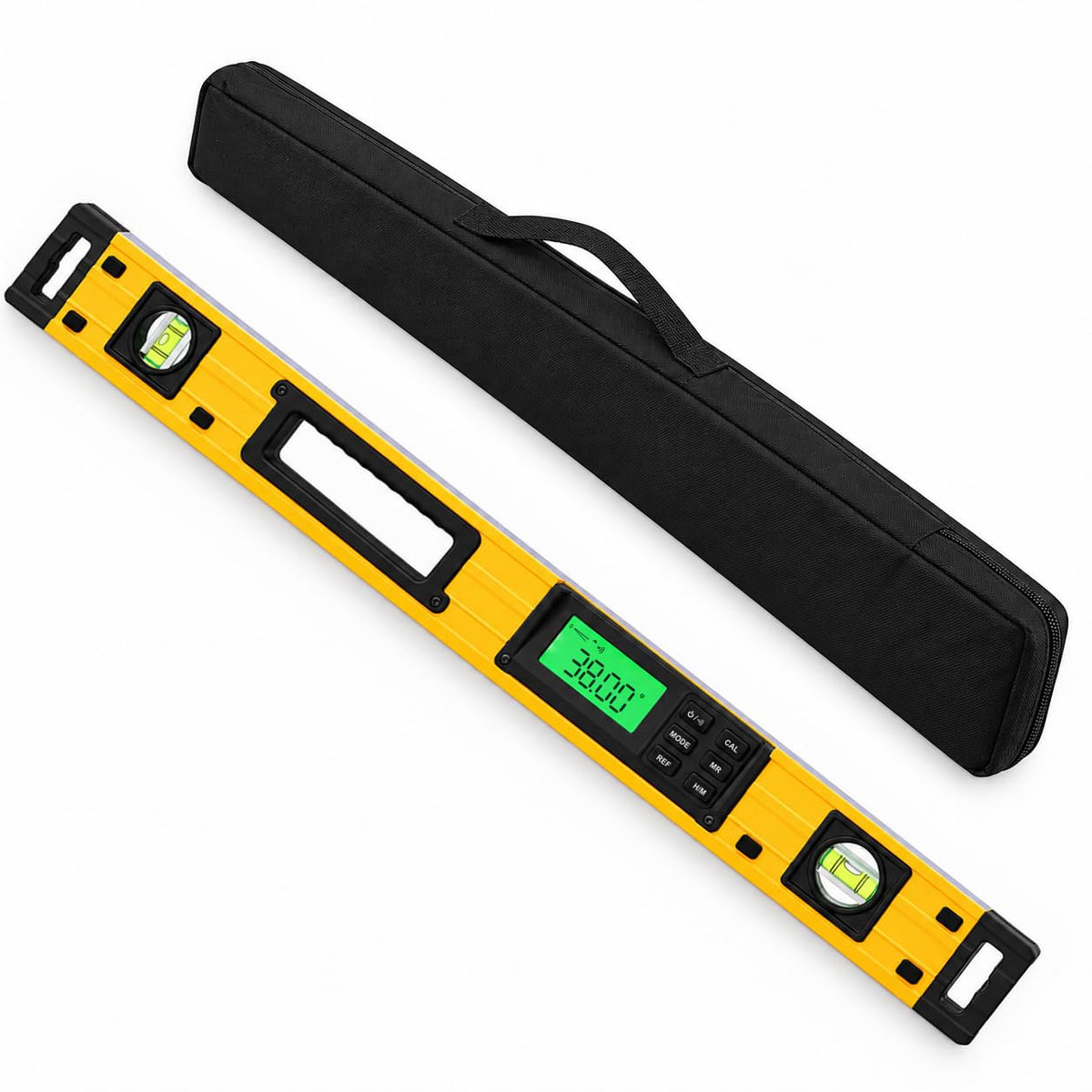 2PM TOOLS 24-Inch Digital Torpedo Level and Protractor, Neodymium Magnets, Bright LCD Display, IP54 Dust/Water Resistant smart level with Carrying Bag