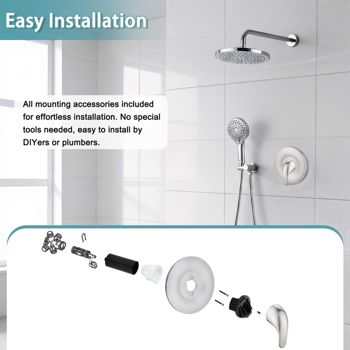 Replacement for Moen Gibson Posi-Temp Valve Trim Kit, Brushed Nickel Shower Trim Kit Shower Lever Handle (Valve Required)