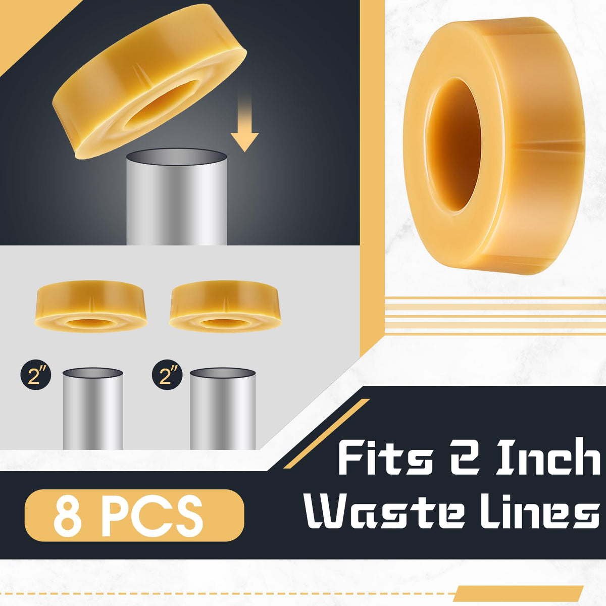Marsui 8 Pack Wax Rings for Toilet 2 Inch Toilet Wax Ring Replacement Kit