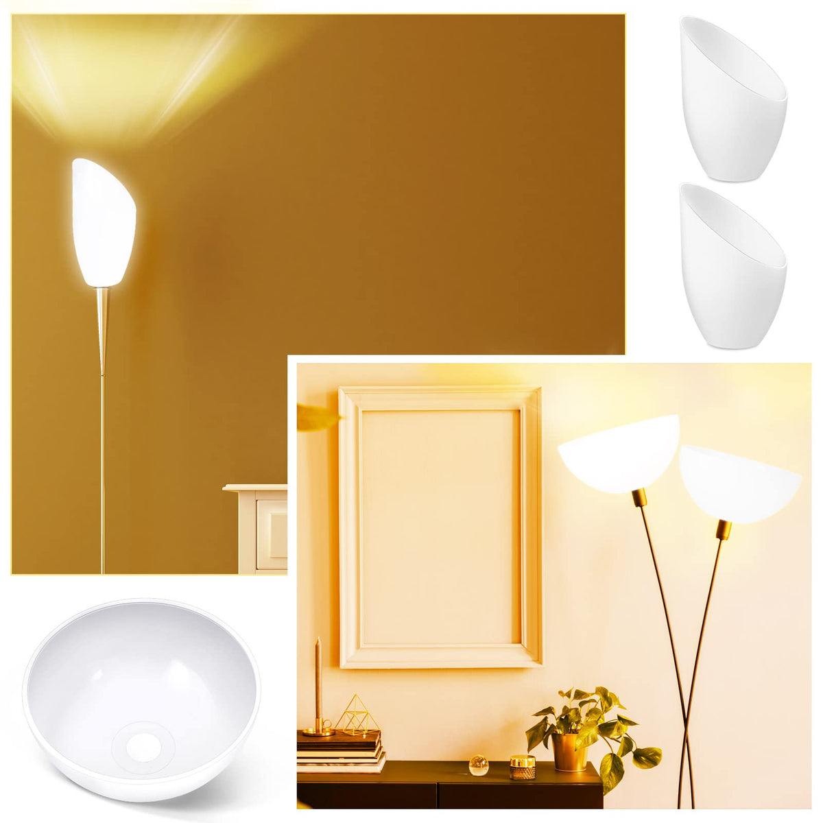 Hortsun 4 Pcs Lamp Shades for Floor Lamps, Replacement Plastic Lampshade