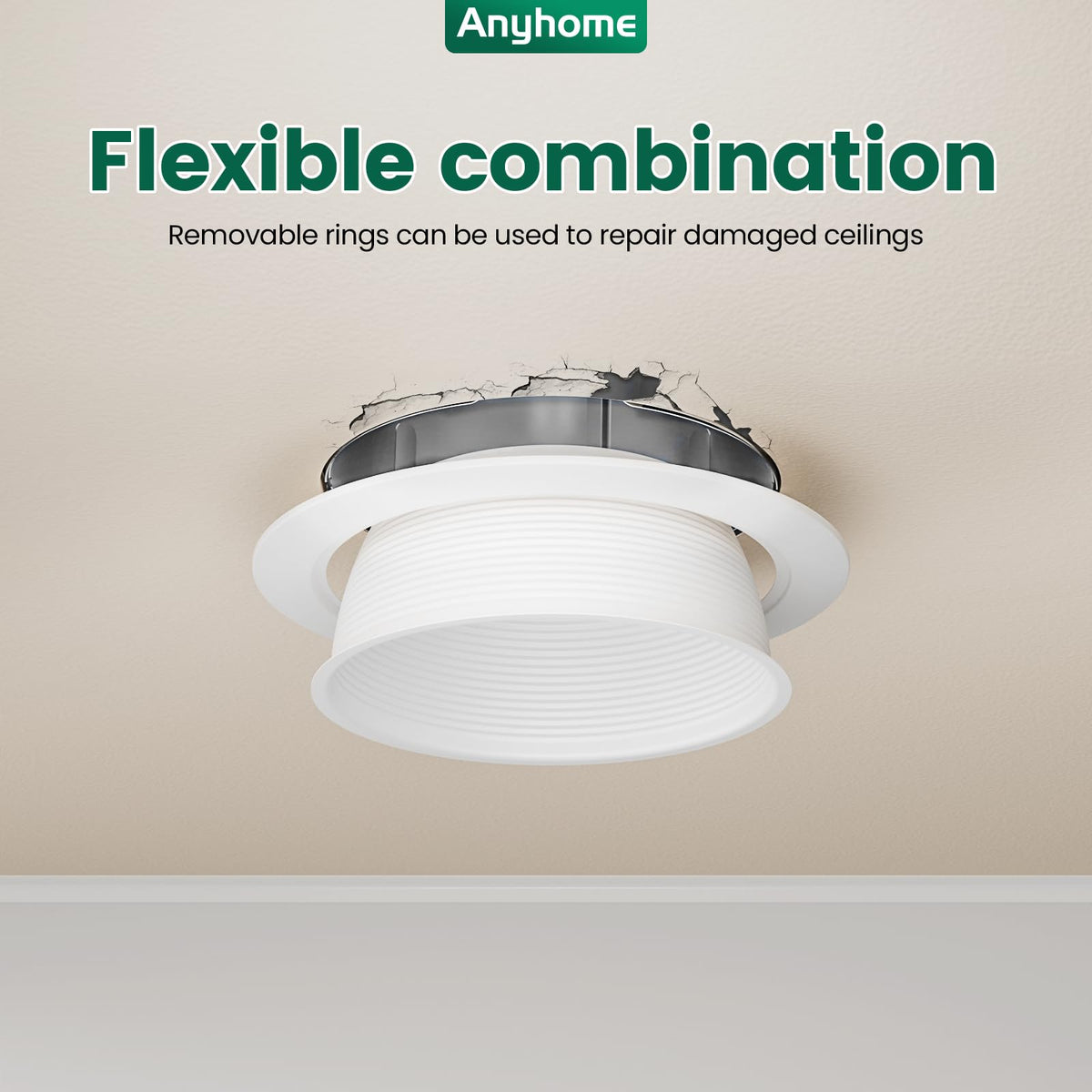 Anyhome 6 Inch Can Light Cover,12 Pack White Can Light Trim