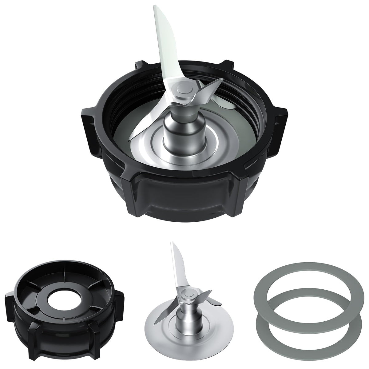Replacement Parts for Oster Blender Blade Compatible with Oster Blender with ABS Plastics Jar Base Cap and 2 Rubber O Ring Seal Gasket Kit for Oster Blender Replacement Parts
