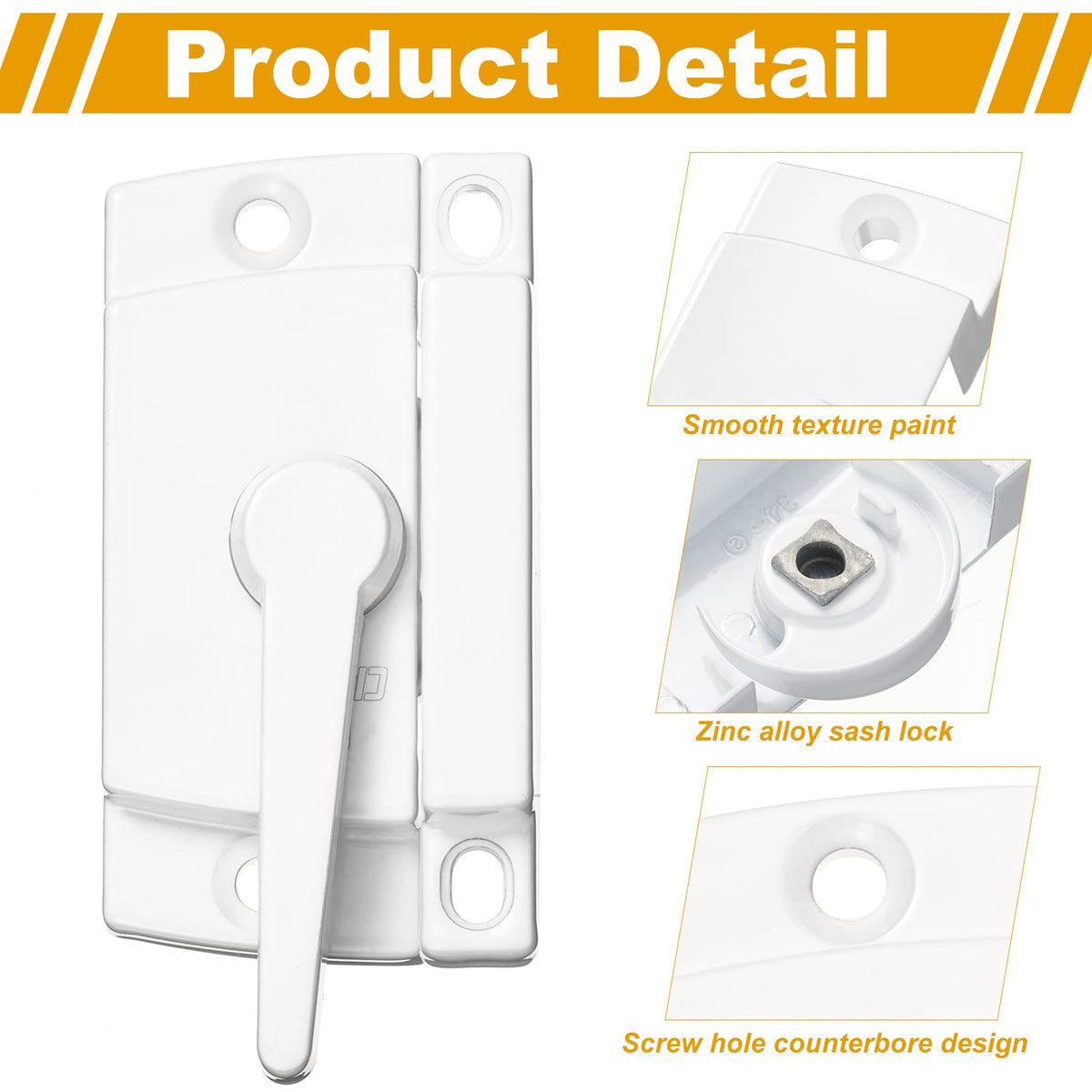 Qunclay 20 Pack Window Sash Lock, 2 Inch Hole Cam Action Latch Keeper