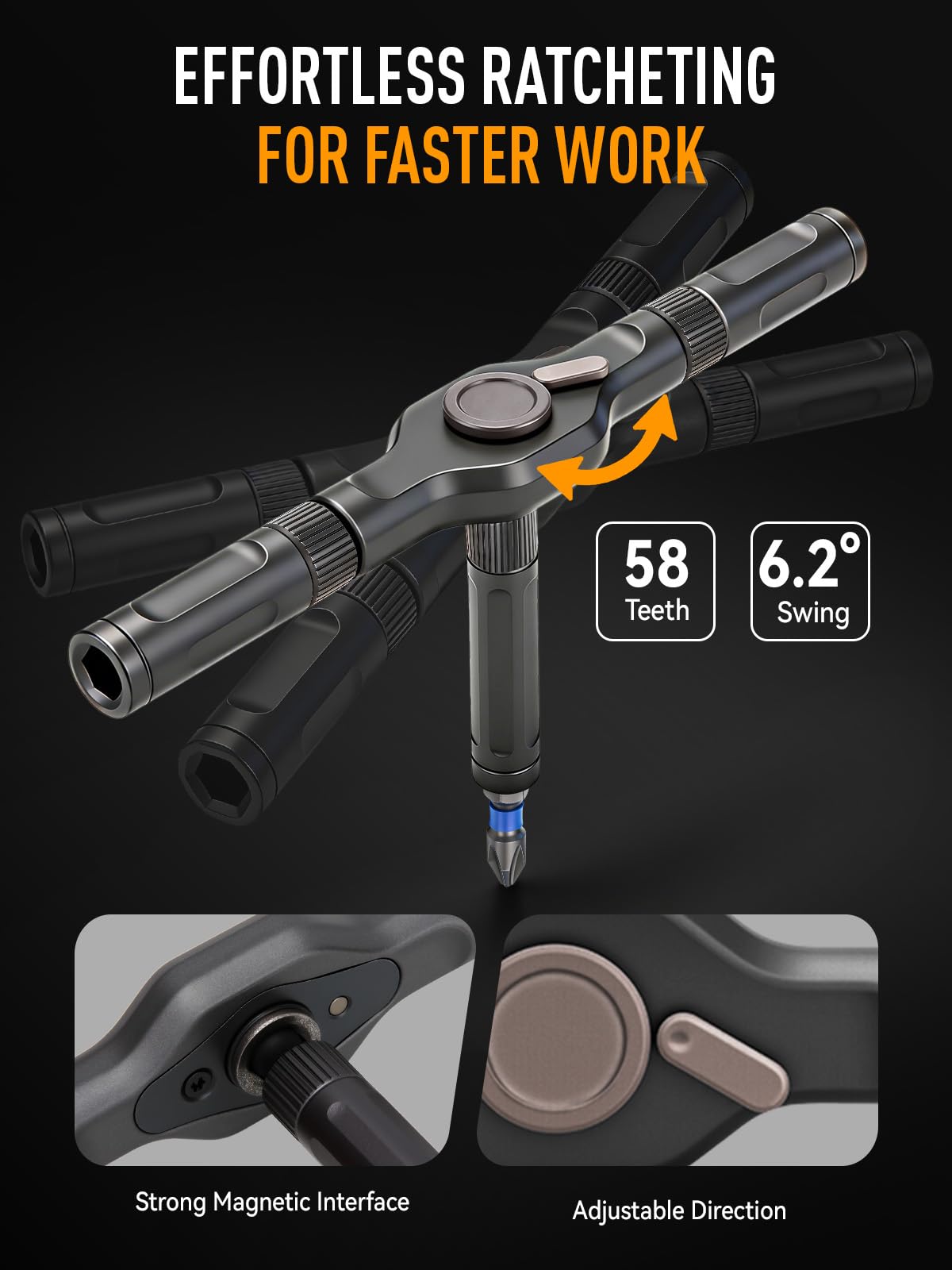 KELIN 68 IN 1 Magnetic Ratchet Screwdriver Set with Detachable T Handle