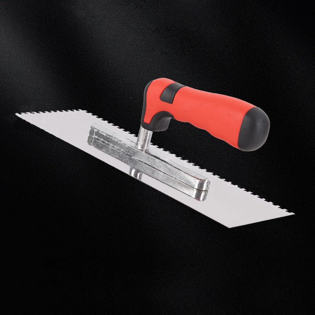 ESreake 5Pcs Square Notched Trowel Set,Stainless Steel Concrete Trowels Margin Flooring Trowel,Masonry Hand Tool with Soft Grip Handle for Wall Floor Tiling Installation