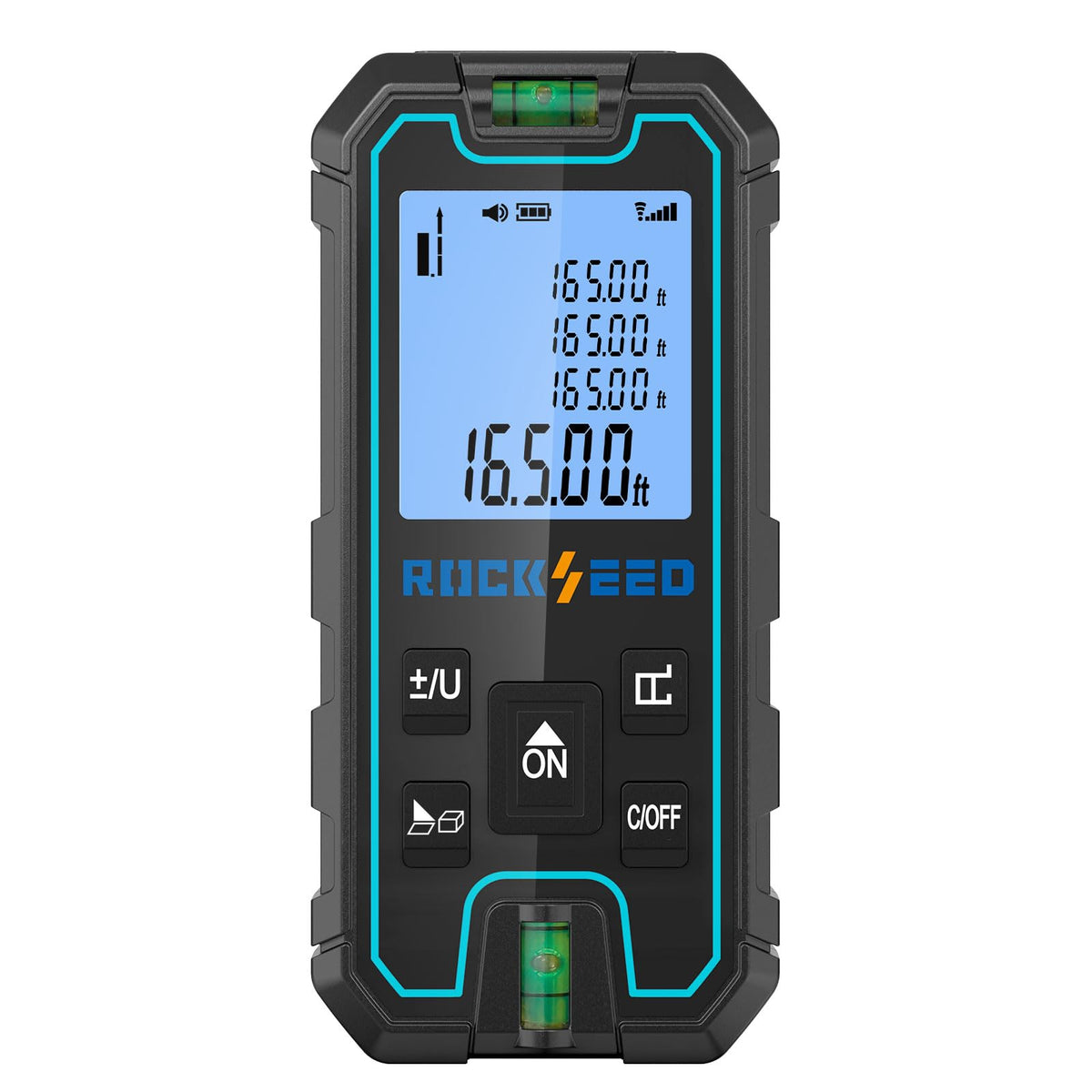 Laser Measuring Tool 165 Feet, RockSeed Portable Laser Measure, Digital Distance Measurement with 2 Bubble Levels, Laser Tape Measure with 5 Units Conversion (Blue)