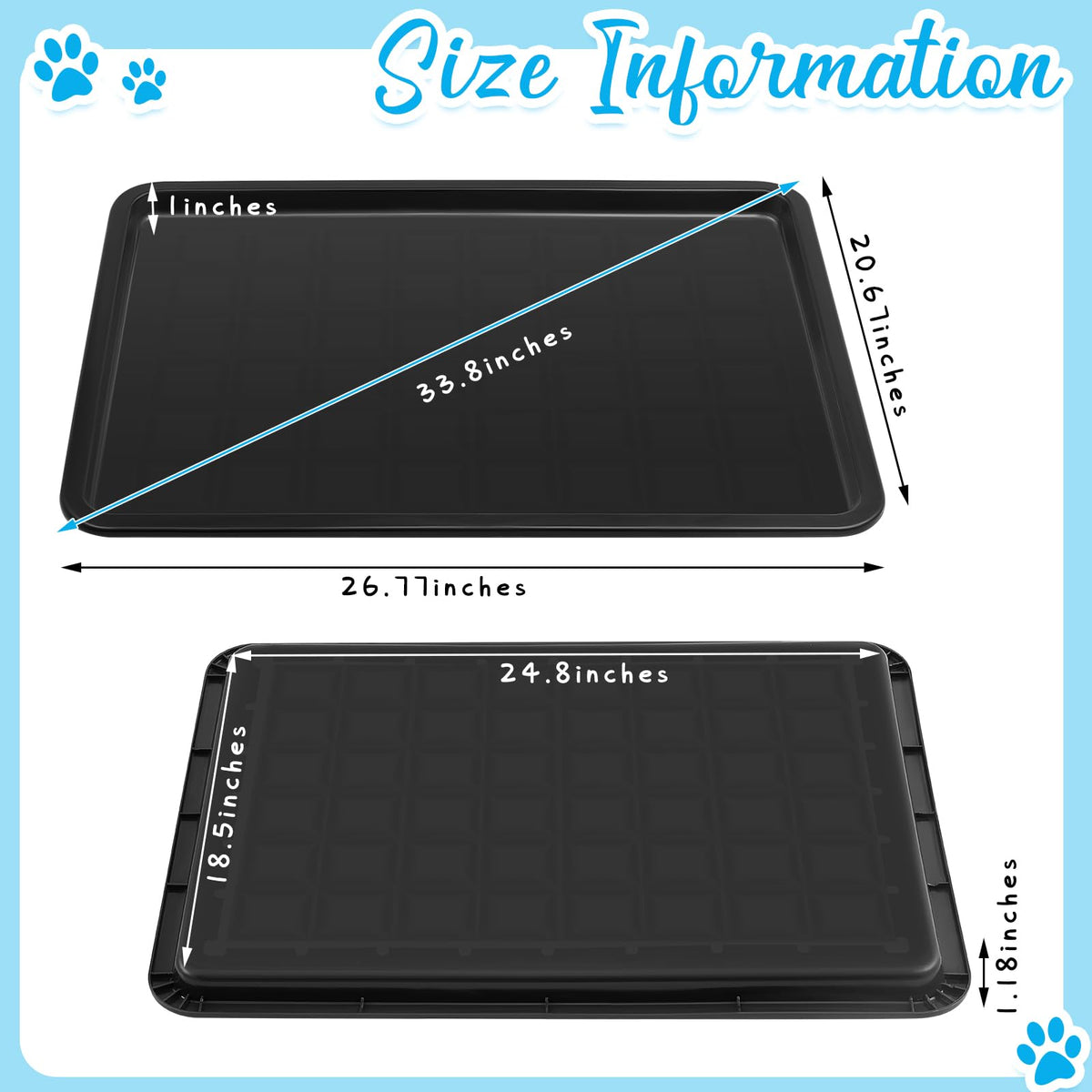 Suzile 4 Pack 27" Heavy Duty Dog Crate Replacement Tray, 26.8" x 20.7" x 1"