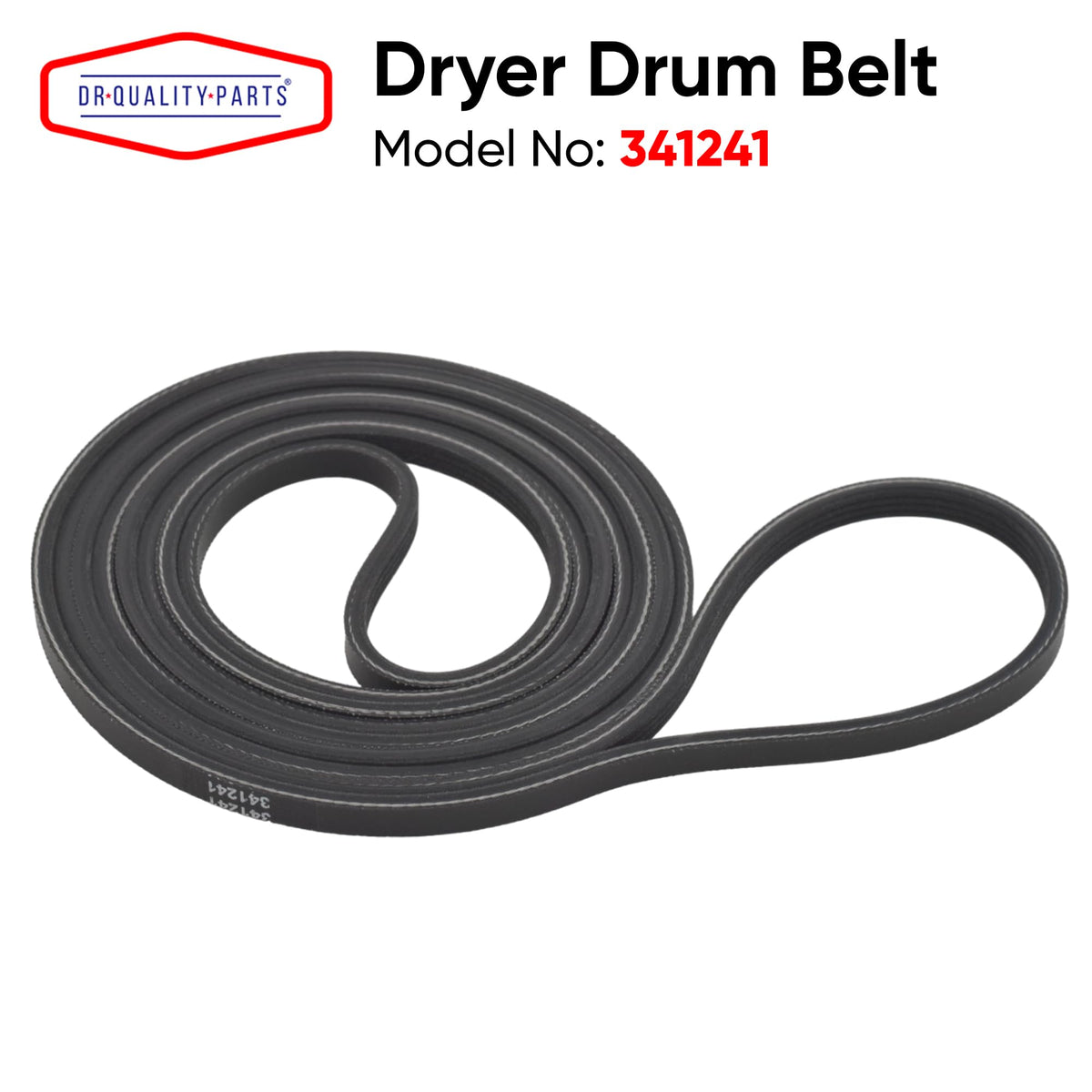 Dr Quality Parts 341241 Dryer Drum Belt Replacement for Whirlpool & Kenmore