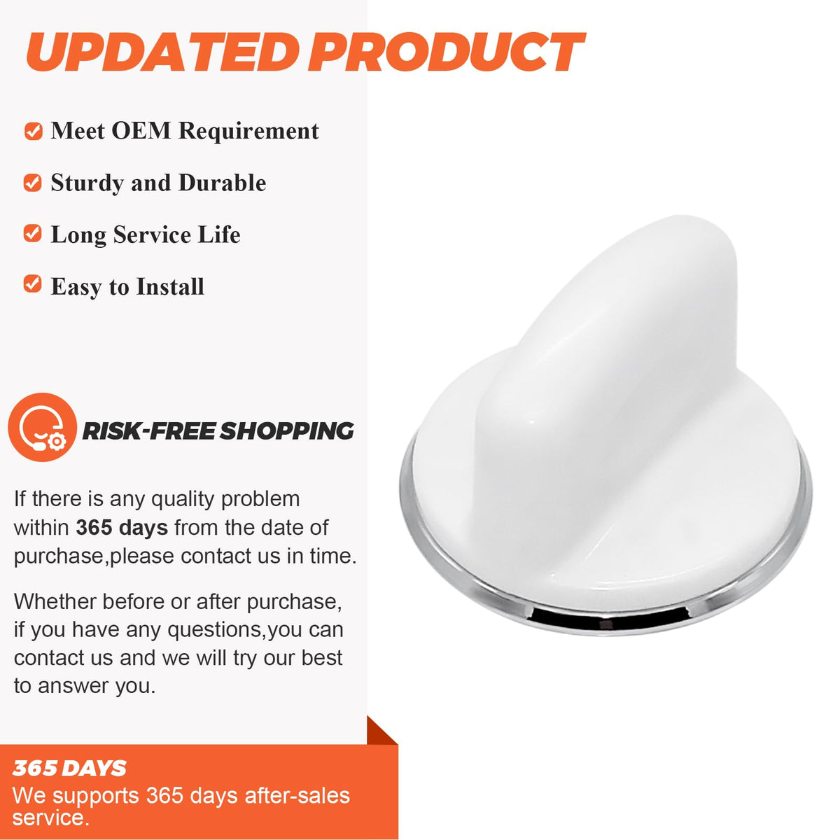 WH01X10310 Washer Control Knob (White) Fit for GE 