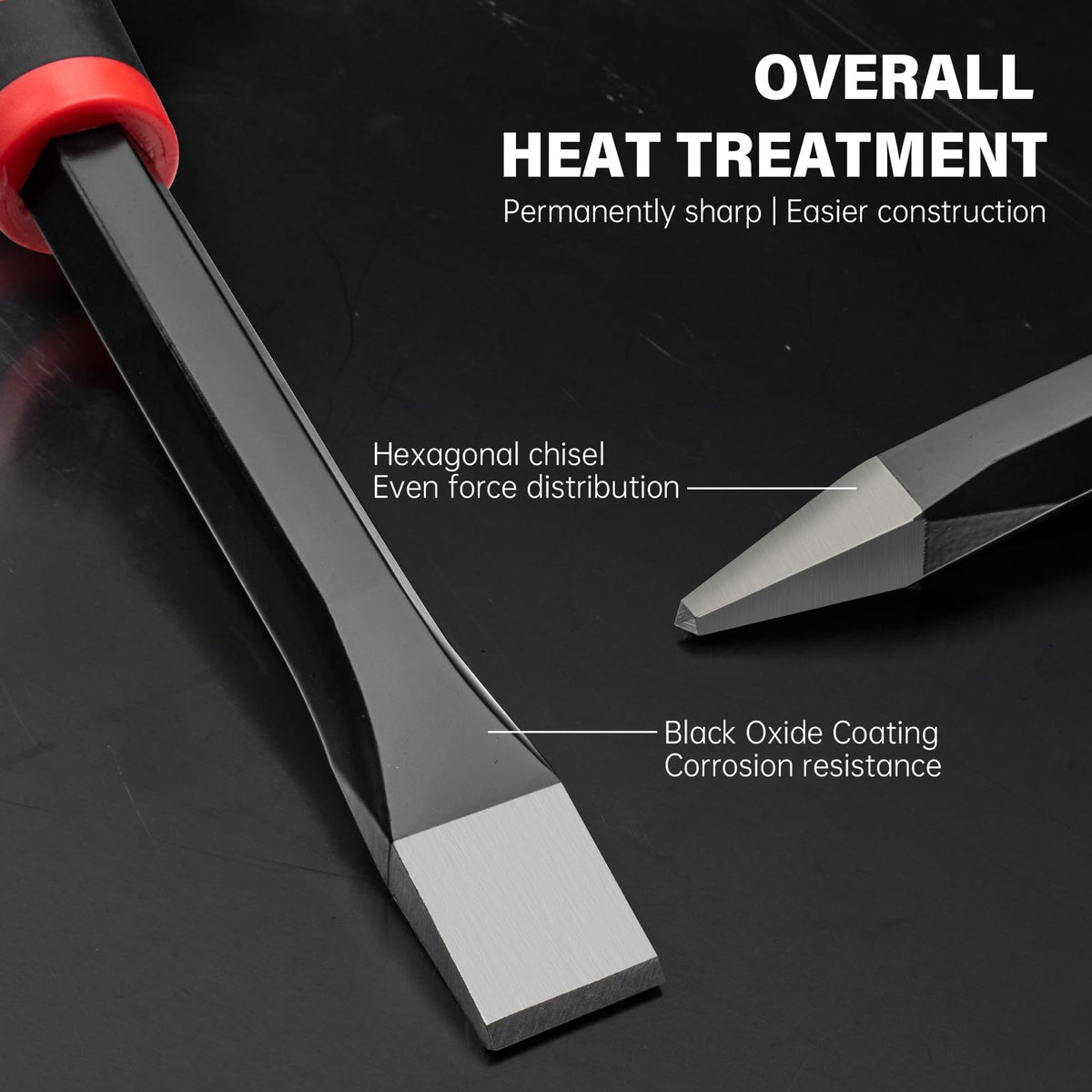 ROTATION 3PC Heavy Duty Masonry Chisel Set with Hand Guard