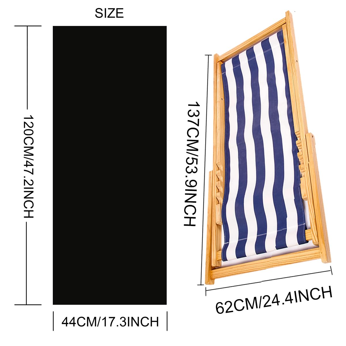 TBACW Patio Lounge Chair Replacement Canvas - Only Canvas