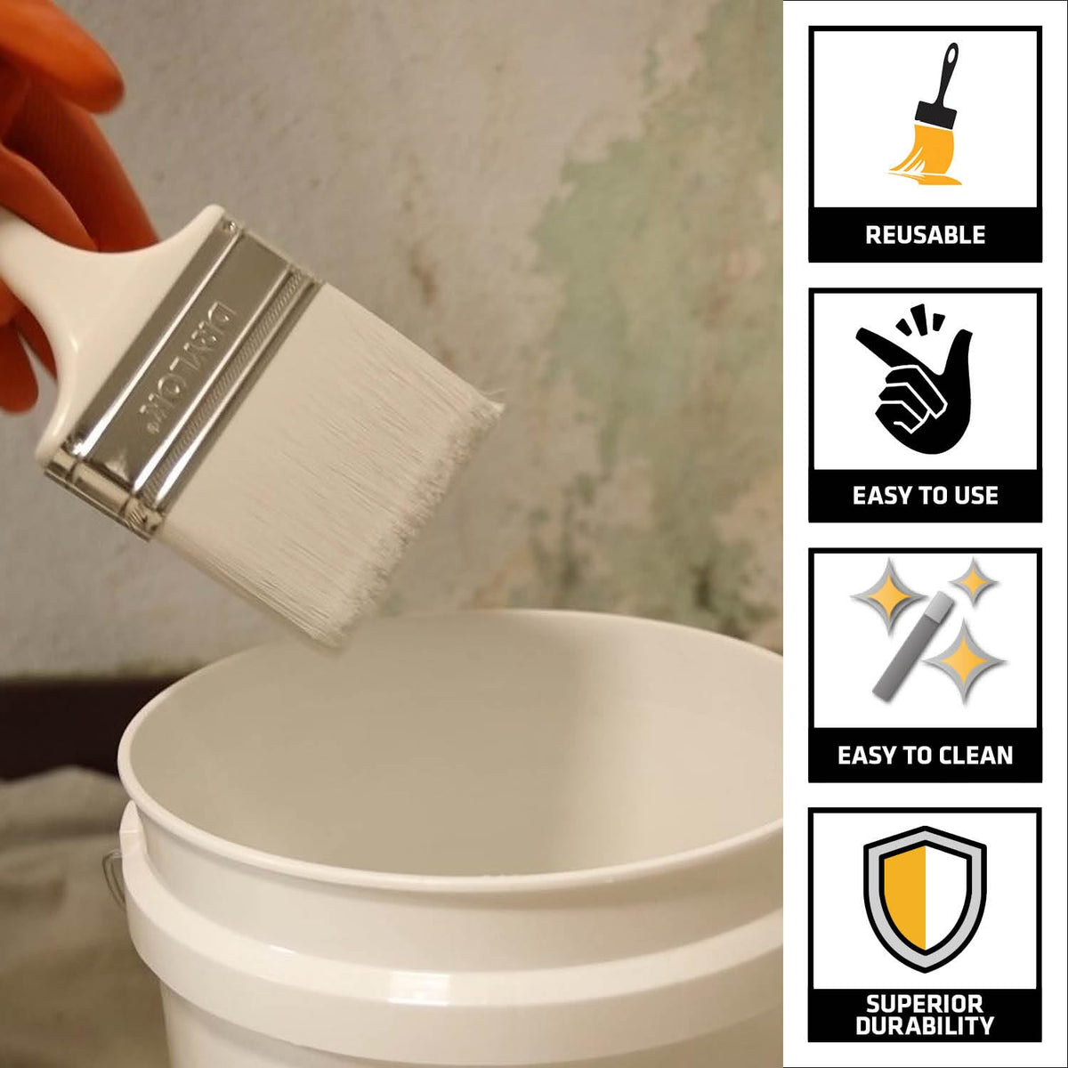 DRYLOK 90237 Synthetic Bristle Masonry Brush, 4-Inch, 4 Inch, White