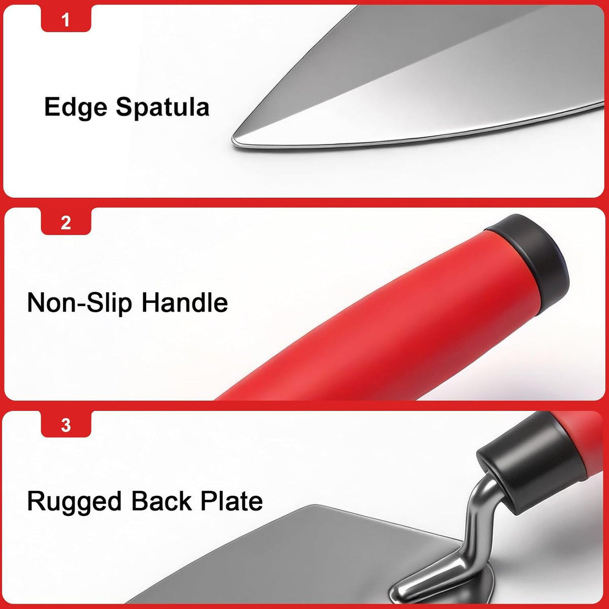 CRAFTZONE 6-Pieces Masonry Hand Tool Set, Brick, Pointing, Margin, Tuck Pointing Trowel & Convex Brick Jointer