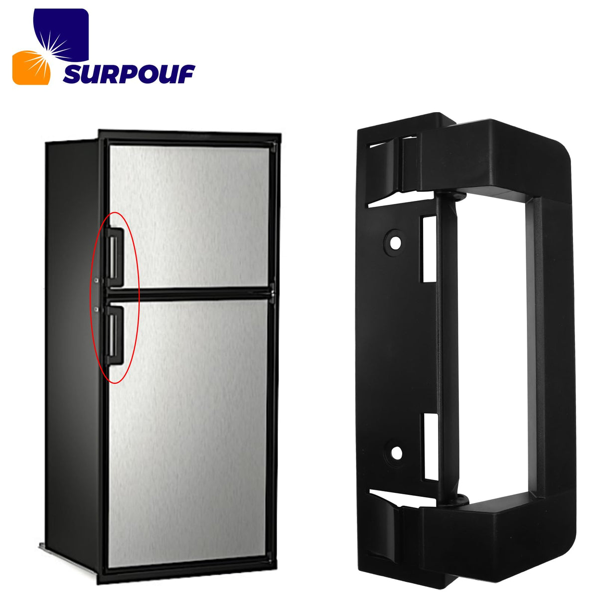 SURPOUF 3316882900 RV Refrigerator Door Handle Replacement Fits for Dometic DM2672 DM2682 DM2872 DM2882 Heavy Duty Black Plastic Handle for RV Camper Refrigerator (2-Pack)