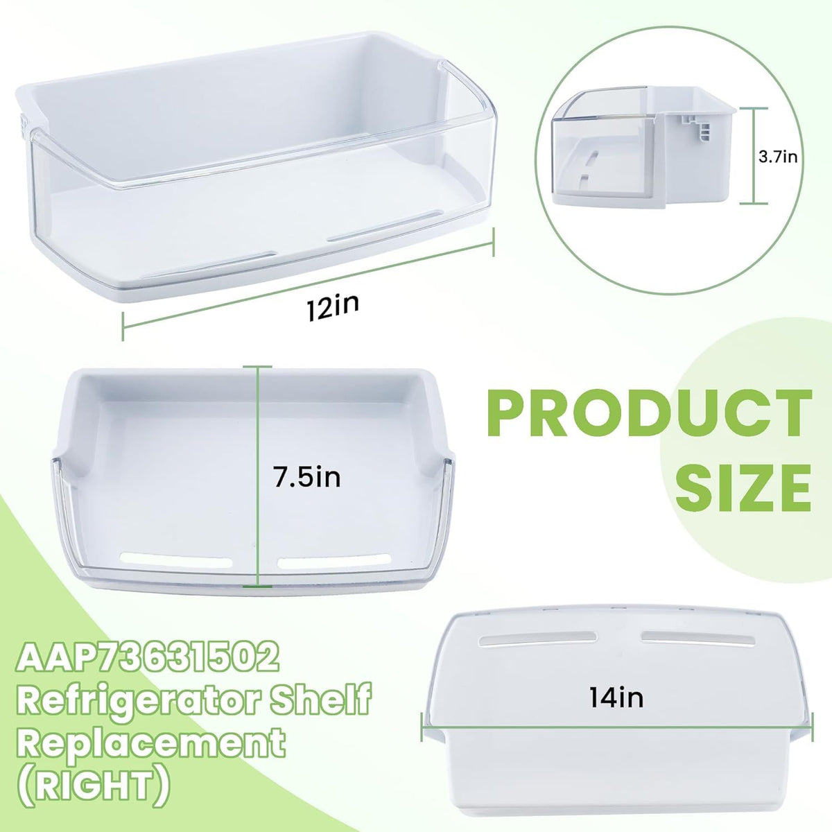 2 PACK AAP73631502 Refrigerator Door Shelf (Right) Replacement BY AMI PARTS