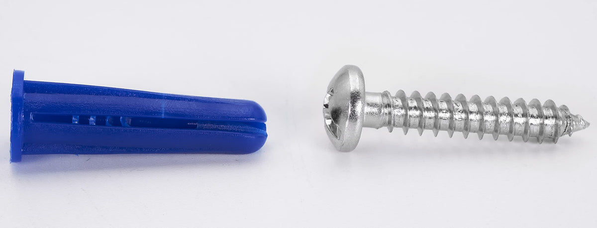 CONFAST® #10-12 Plastic Conical Blue Bantam Drywall Wall Anchor Kit PAK1012, Includes (100) Anchors, (100) Screws and (1) Drill bit (201 Pieces)