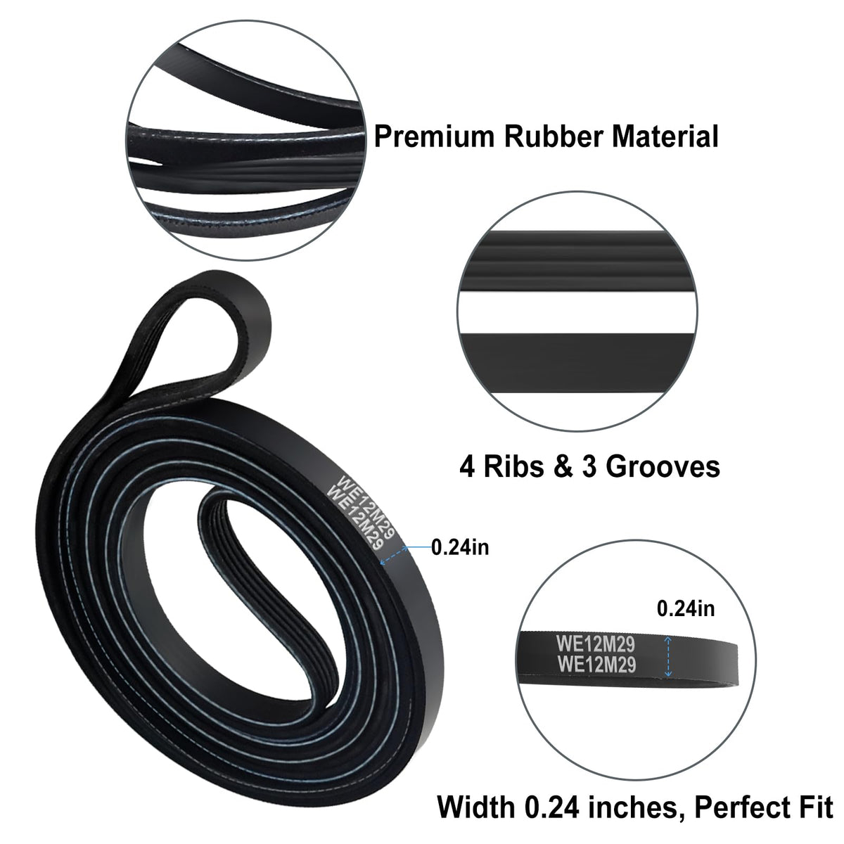 𝐔𝐩𝐠𝐫𝐚𝐝𝐞𝐝 WE12M29 Dryer Drum Drive Belt for G-E Hotpo-int Replaces 137292700 AP4324040 WE12M0022 WE12M22 WE12M29 WE12M33 WE12X21574 by Sikawai