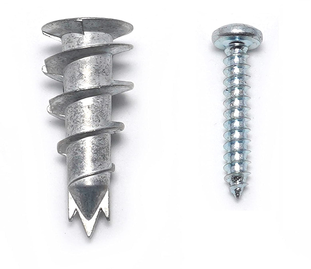 CONFAST Zinc Self-Drilling Metal Drywall Anchors Kit with Screws, 200 Pieces (100 Anchors + 100 Pcs 1" Screws), #8 Wall Anchors for Drywall, Sheetrock, and Hollow-Wall Installation
