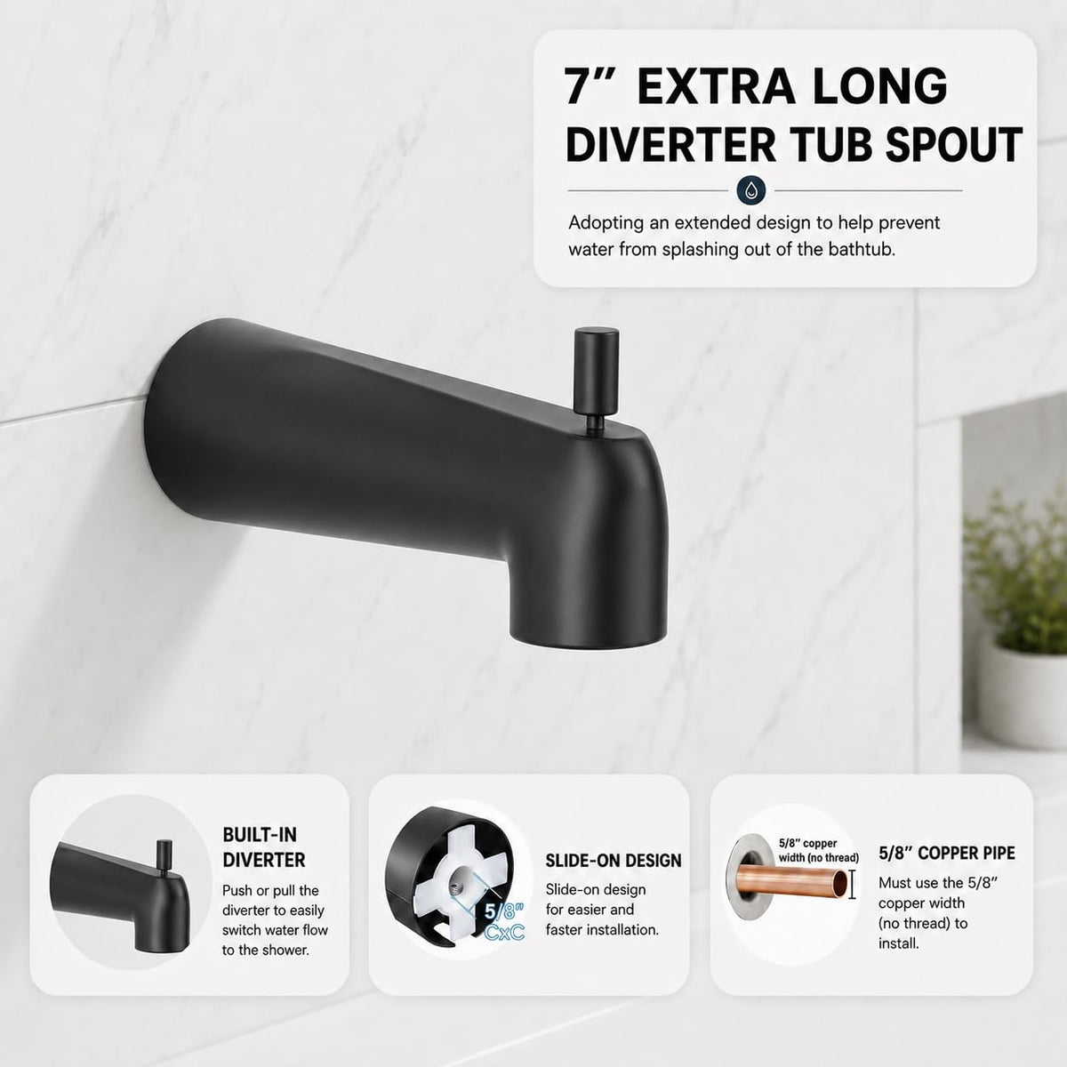 Replacement for Delta 13/14 Series Shower Trim Kit, Compatible with Delta R10000 Valve Tub Shower Faucet Set, Black Shower Head and Handle Set, Matte Black (Cartridge and Valve Not Included)