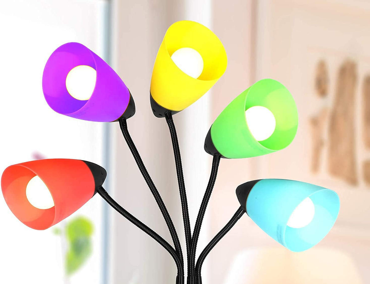 OTTOSEA 5 Pack Plastic Lampshade, 5.7 inch High, 4.1 inch Diameter, 1.65 inch Fitter, Replacement Plastic Lamp Shade for LED Floor Lamp [5colors]