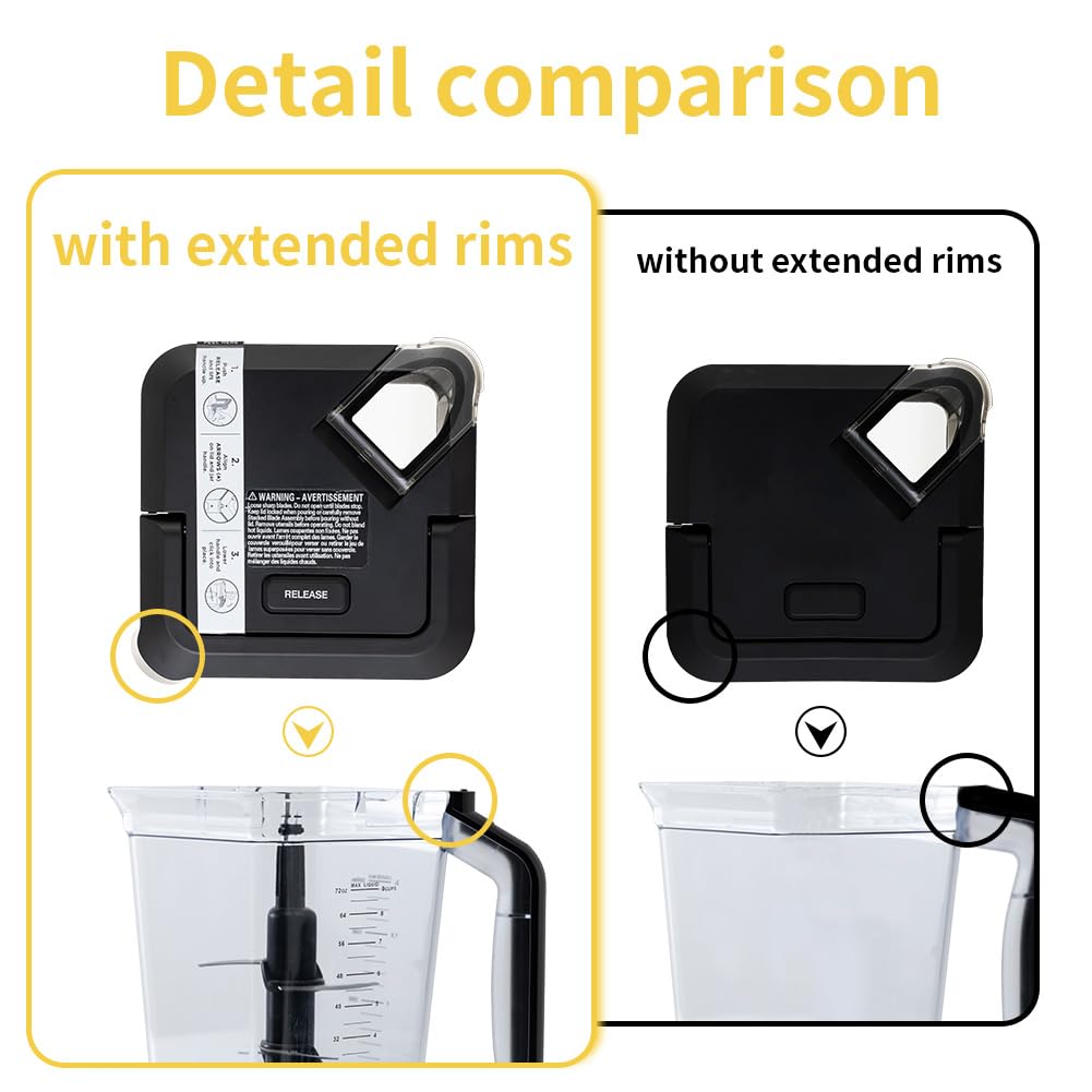 Blender Lid Replacement for Ninja 72 OZ Pitcher Locking Lid, Top Lid Cover Parts for BL642 BN701 BN751 BN801 BL610 DB751A CT610 Series,Compatible with old Model Pitcher with Rim Extension Only
