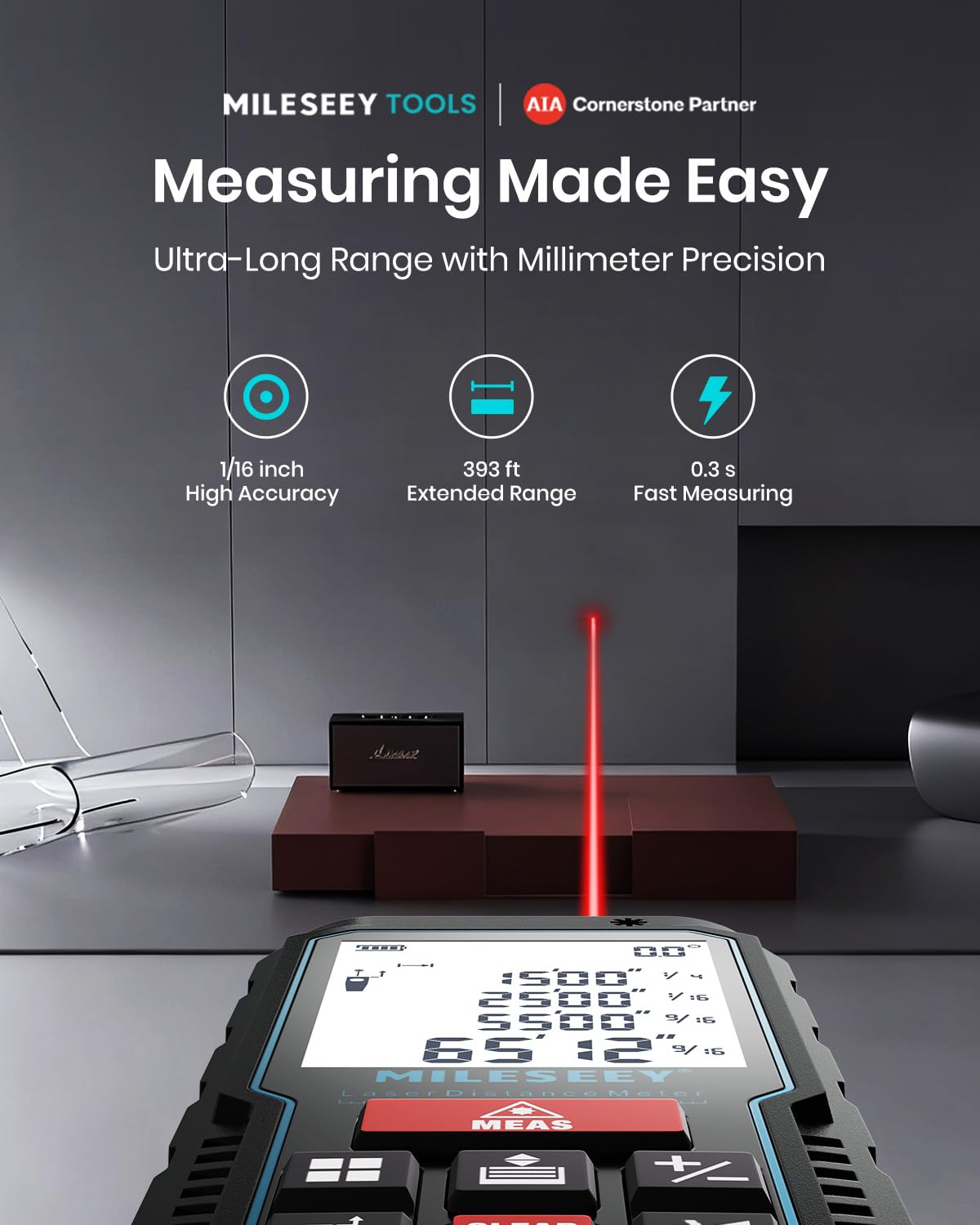 MILESEEY Laser Measure, 393ft Laser Measuring Tool with Angle Sensor