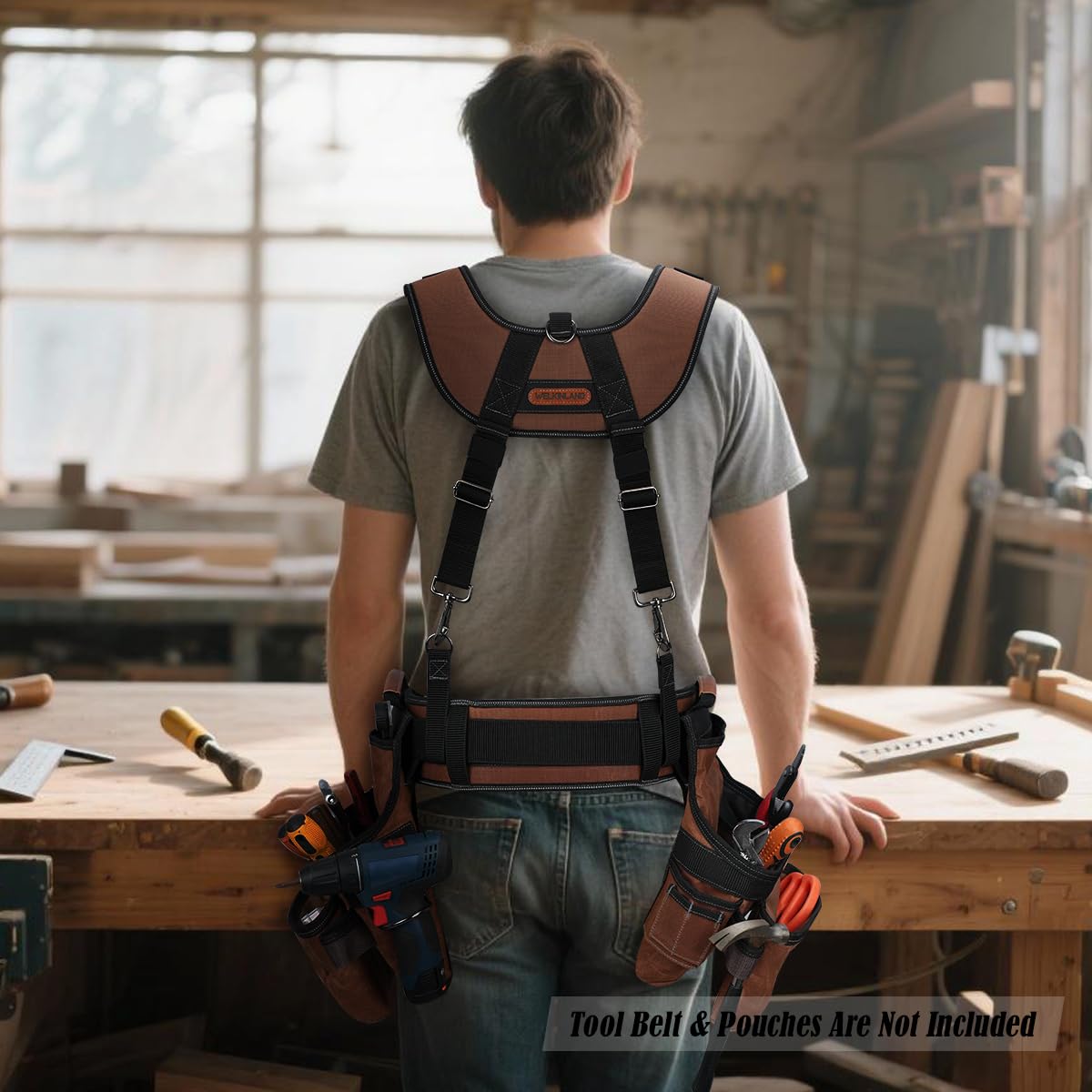 WELKINLAND Heavy-Duty Tool Belt Suspender, Padded Tool Belt Suspenders
