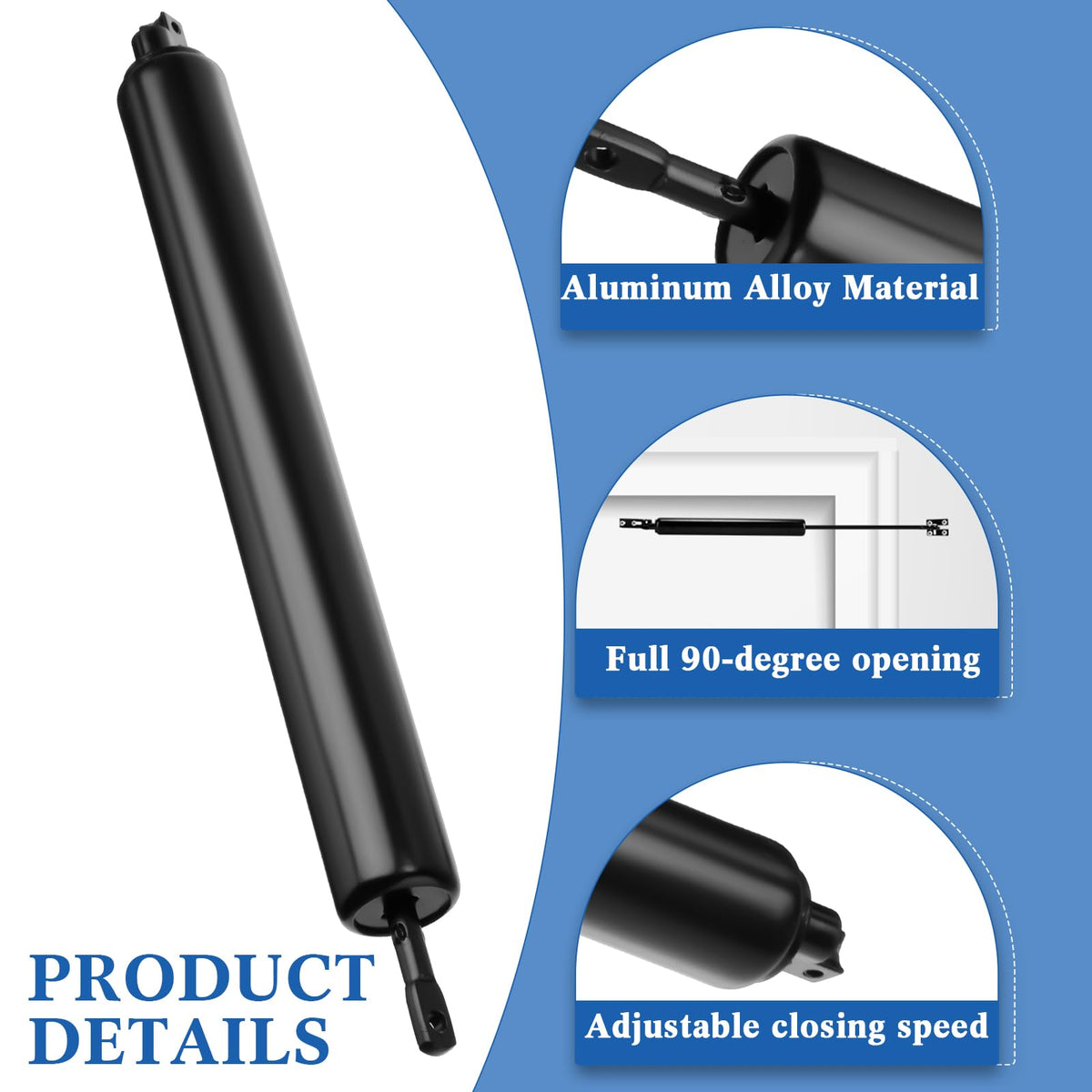 Gisafai 2 Sets Storm Door Closer Door Closure Heavy Duty Screen Doors Closer Pneumatic Screen Doors Replacement Parts with Handles, Hold and Close Smooth