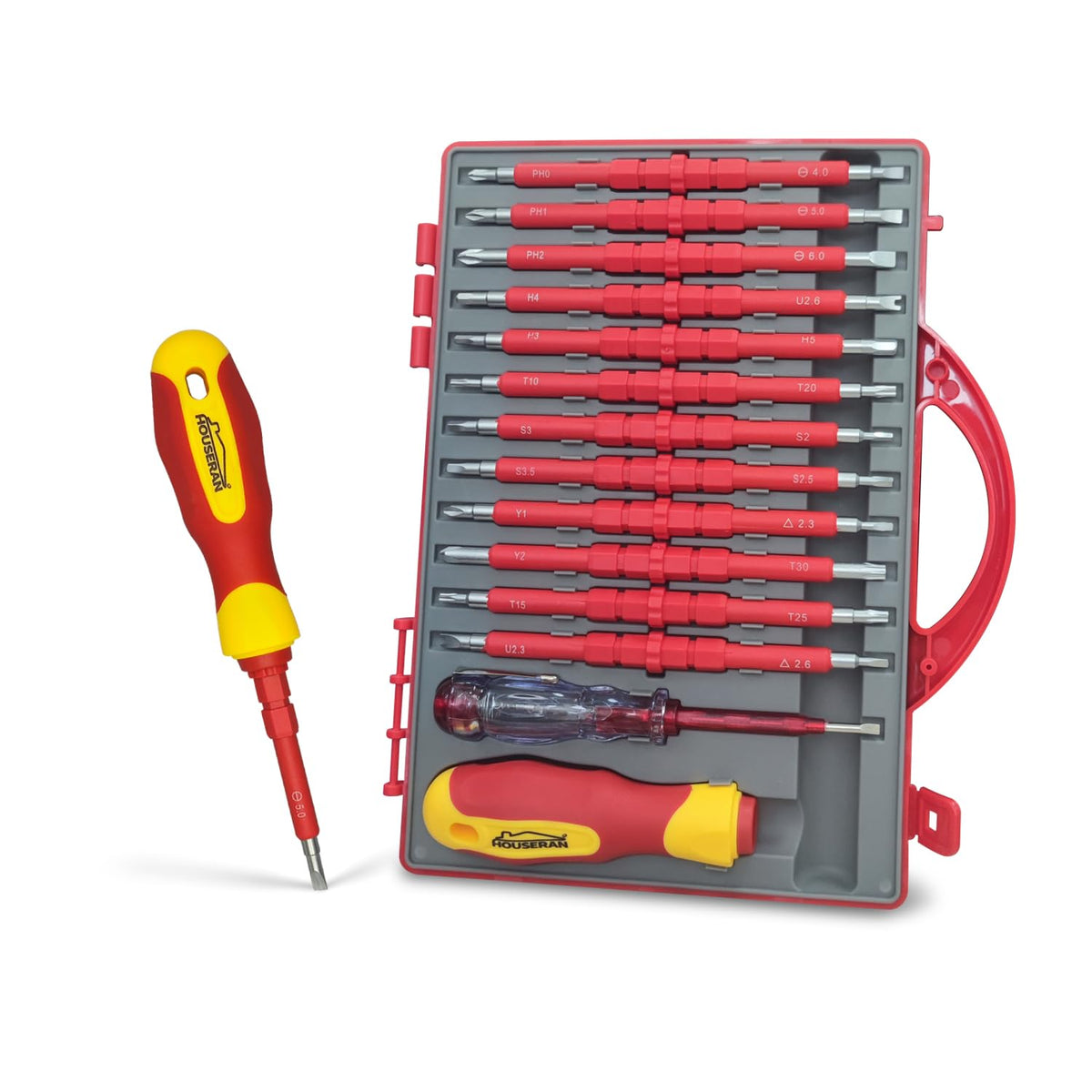 HOUSERAN Electrical Screwdriver Set, Insulated Screwdriver, 26 Pcs