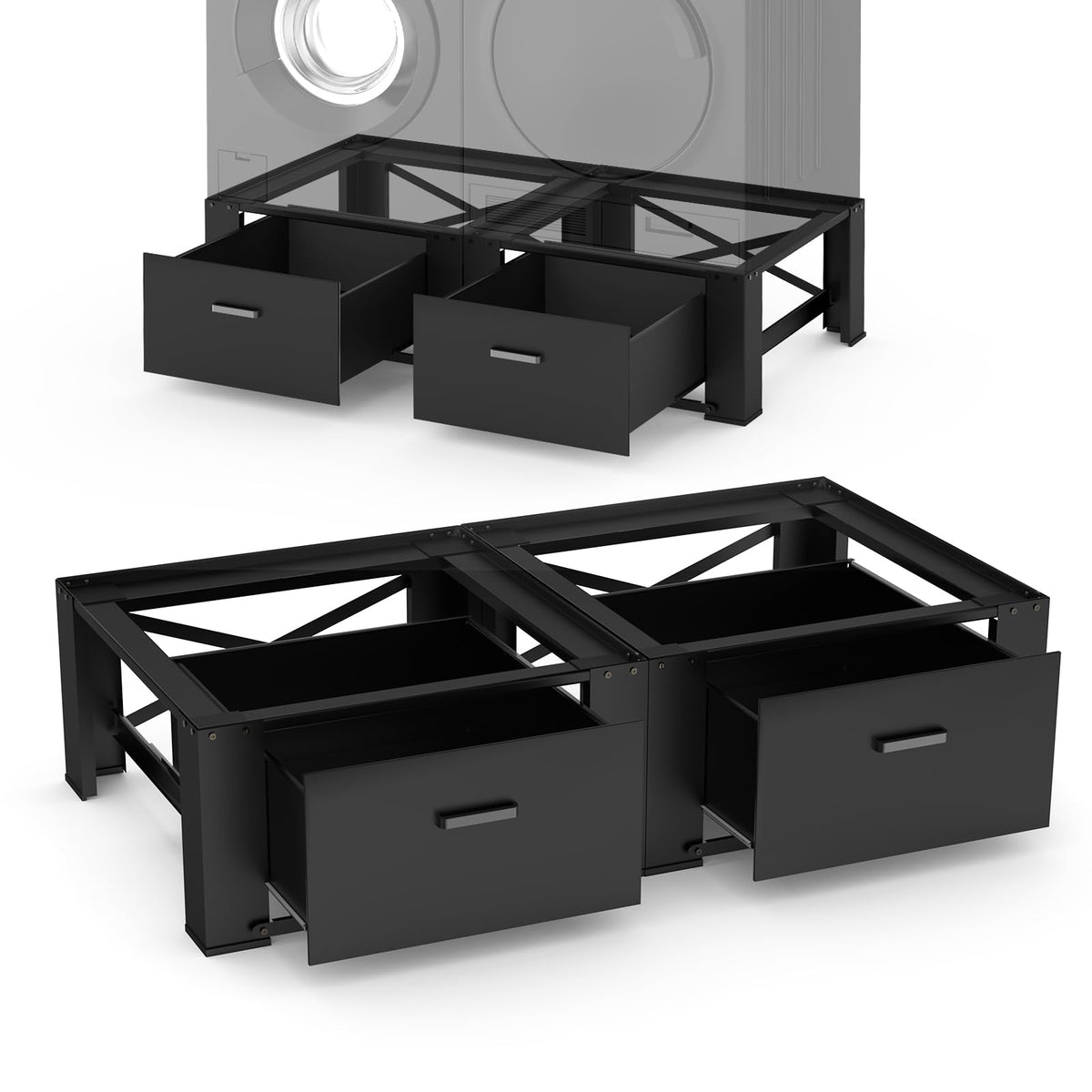 SKM Washer and Dryer Pedestals with Drawers, 2-Pac
