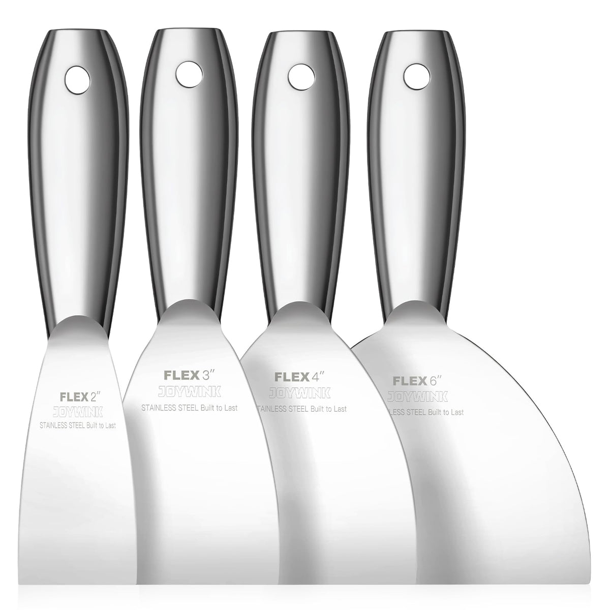 Putty Knife Set, 4Pcs 2",3",4",6" One Piece Putty Knives for Spackling