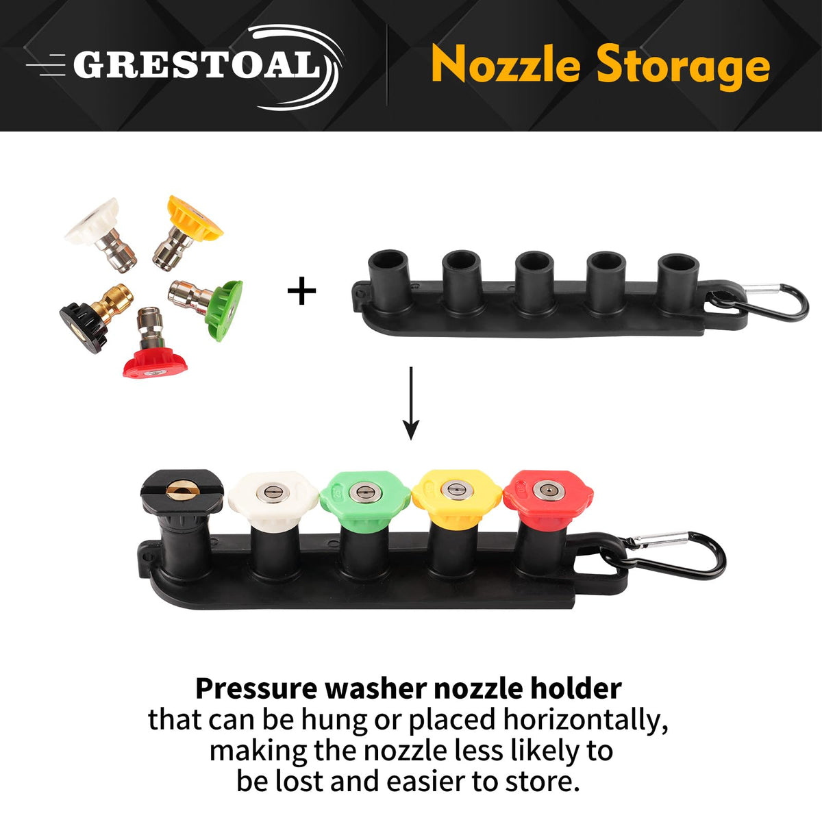 GRESTOAL Pressure Washer Gun with Replacement Extension Wand, 5 Spray Nozzle Tips, Pressure Washer Parts Compatible with Karcher, Ryobi, Greenworks, Powerstroke Electric Power Washer, 2000 PSI