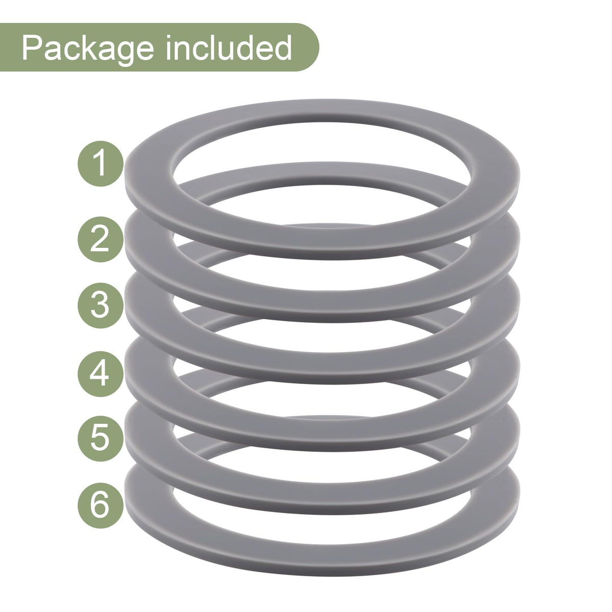 Equust 6-Pack Rubber Gaskets Sealing O-Ring Compatible with Oster Blender Replacement Parts, Small, Grey
