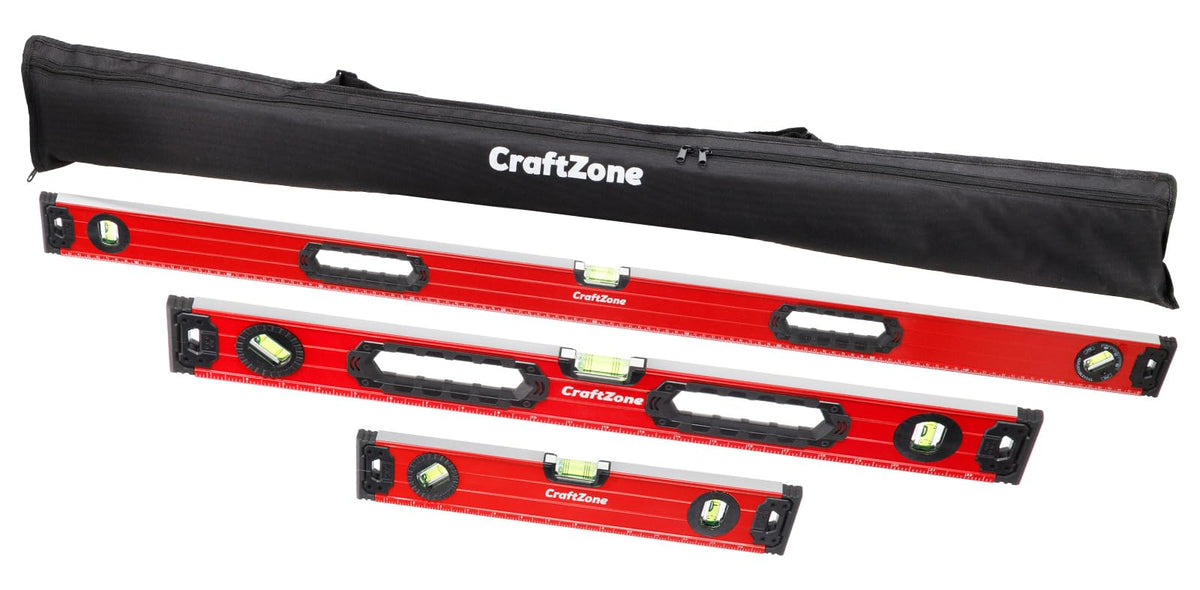 CRAFTZONE 3PC Magnetic Spirit Level Set 12",24",40" Torpedo Level