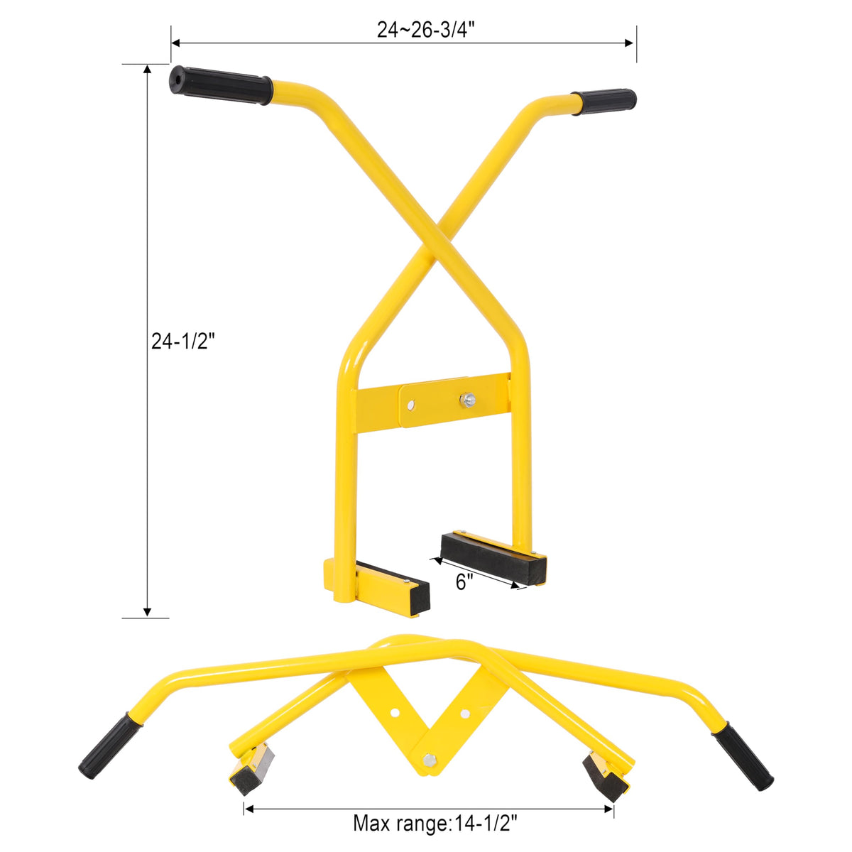 Steel Curb Stone Tongs 24” Heavy Duty Concrete Block Lifting Gripping Pliers Offset Design Curb Lifter Tool for Paver Stone Bricks Installation 220 lbs Capacity Yellow