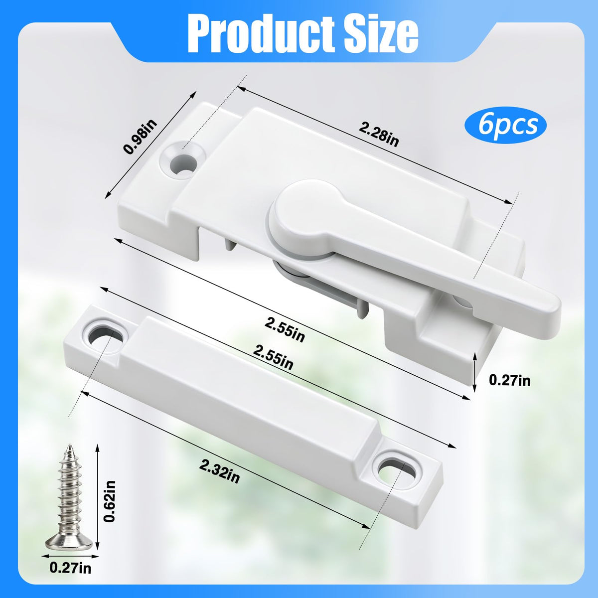 6 Pack Window Lock, Window Latches Replacement, Window Locks for up and Down Windows, Replacement Window Locks for Vertical and Horizontal Sliding Windows