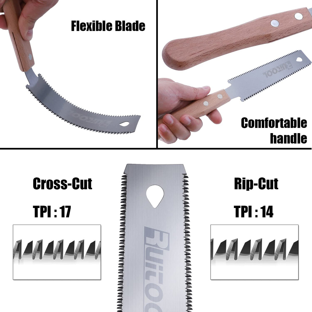 RUITOOL Japanese Hand Saw 6 Inch Double Edge Ryoba Pull Saw for Flush Cuts
