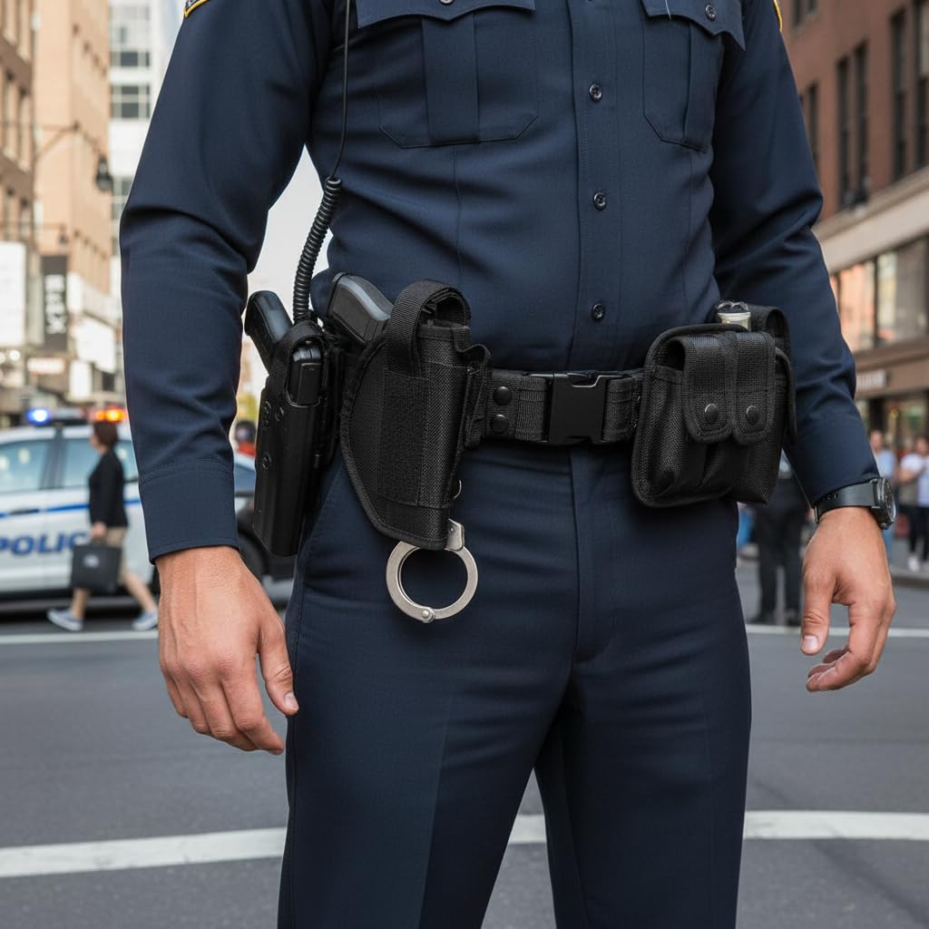 abcGoodefg 10 in 1 Black Utility Belt Tactical Police Security Belts with Pouch Men/Women Law Enforcement Duty Belt for Costume Hunting Game Belts & Bags (10 PCS, Black)