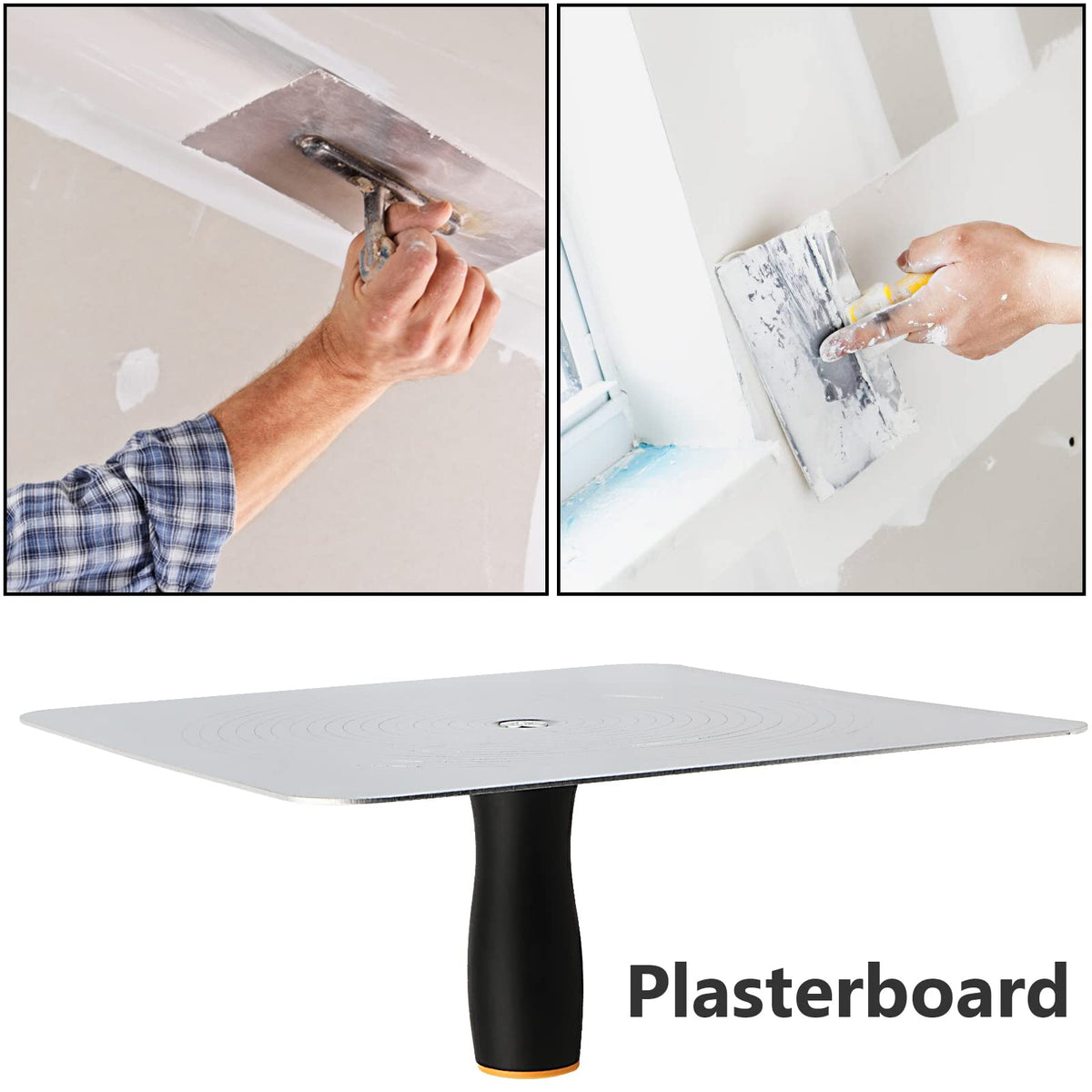 SEUNMUK 2 PCS 12 x 12 Inches Drywall Hawk, Aluminium Plastering Hawk, Mortar Board Holder with Soft Grip Handle, Masonry Hawk for Cement, Mortar, Drywall